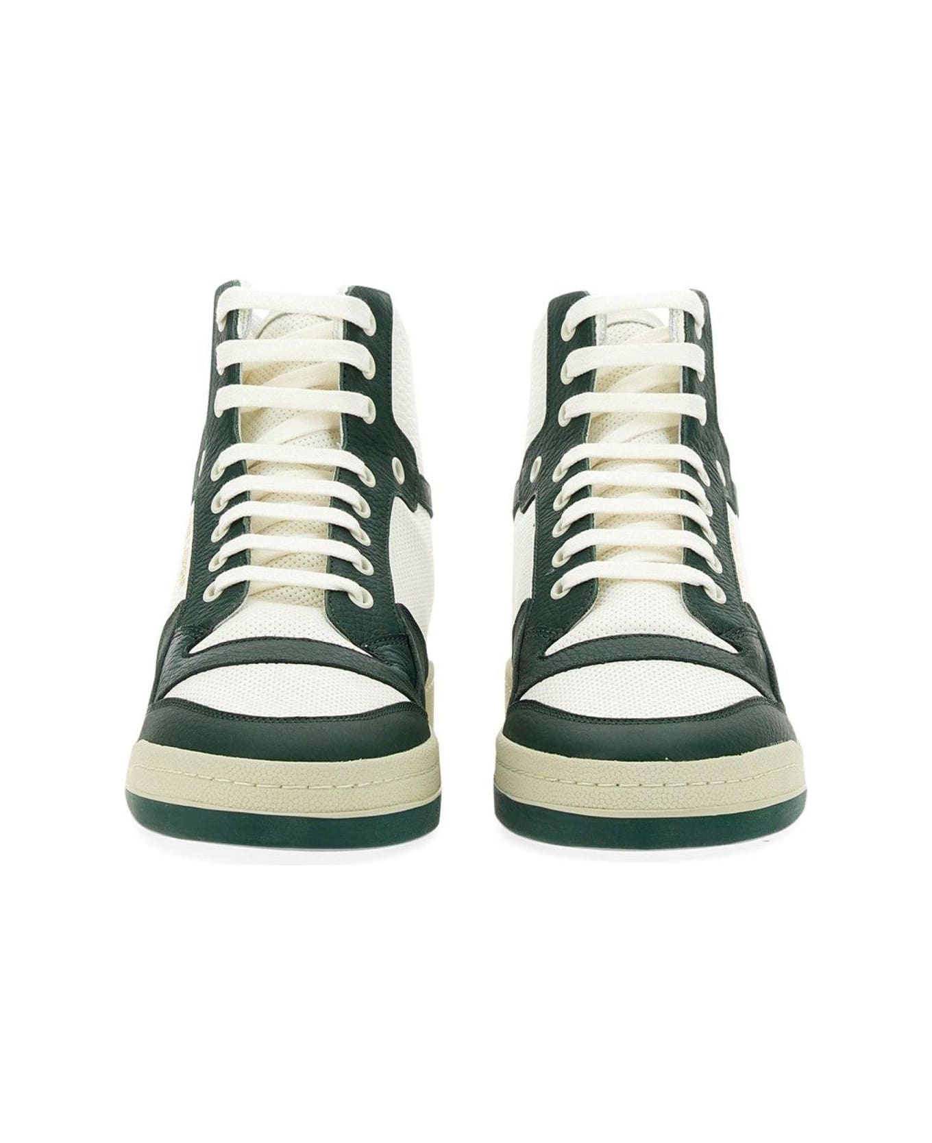 Saint Laurent Round Toe Lace-up Sneakers - Green