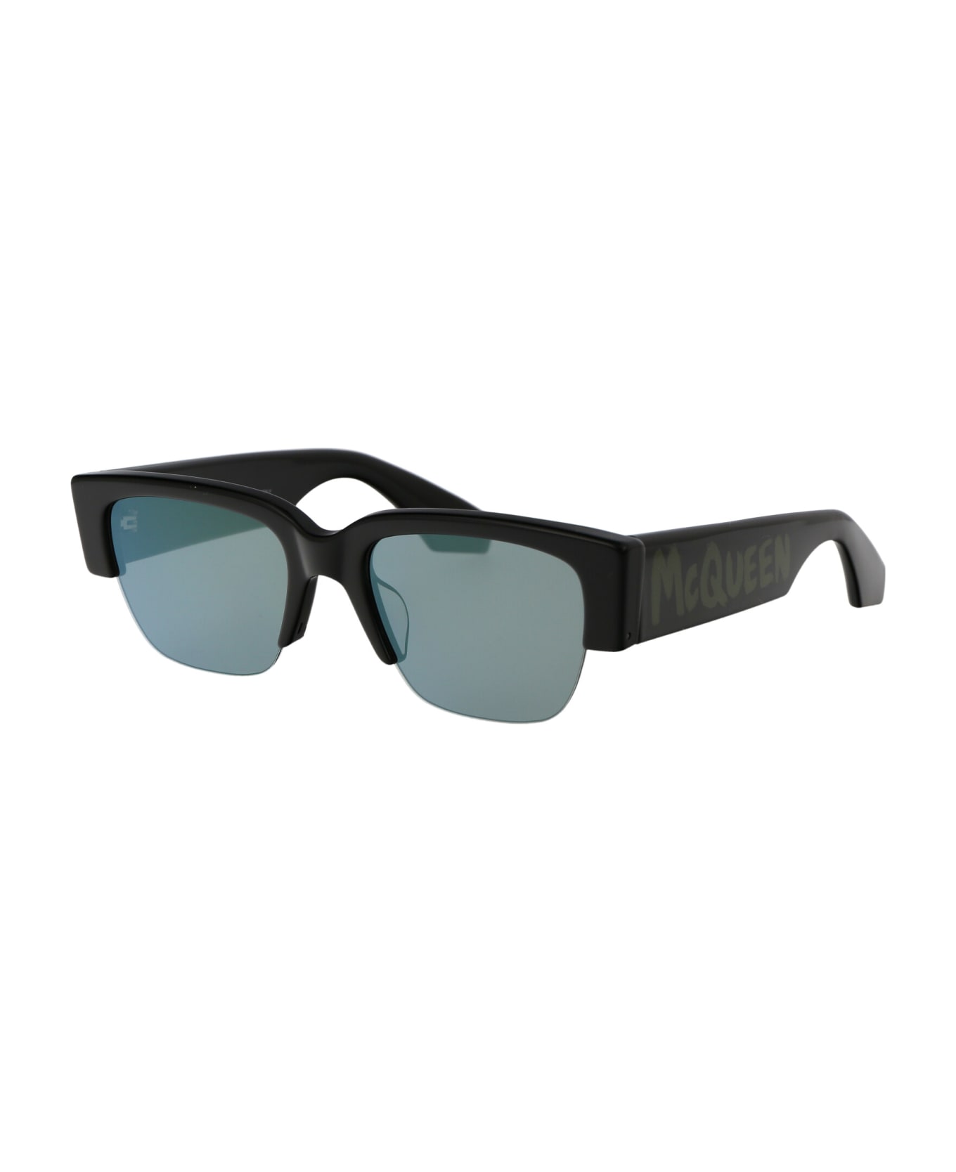 Alexander McQueen Eyewear Am0405s Sunglasses - 002 BLACK BLACK GREEN