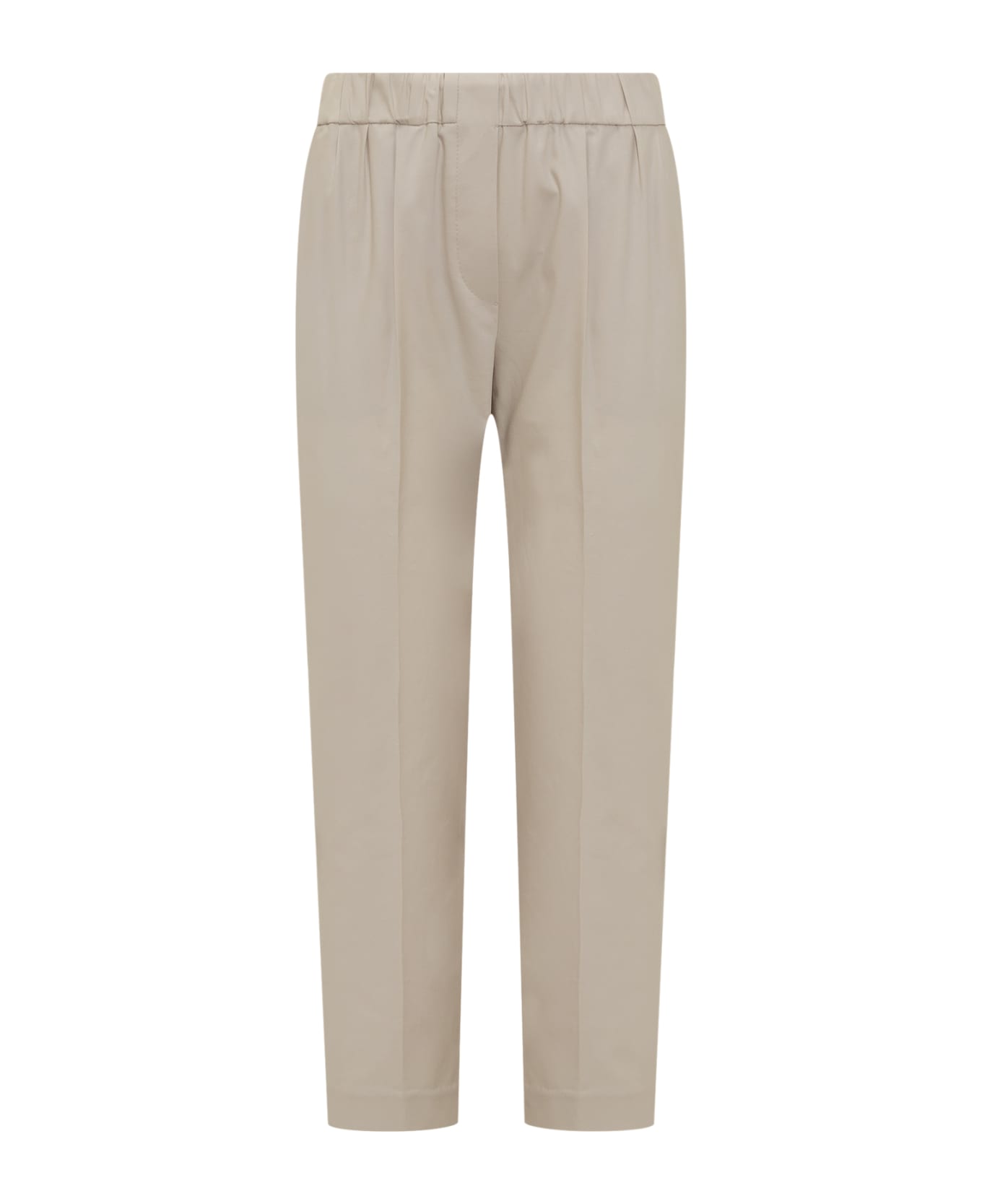 Brunello Cucinelli Stretch Cotton Trousers With Elastic Waistband And Small Pleats On The Front - AVENA