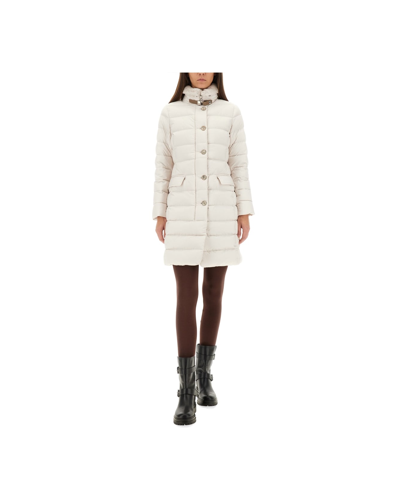 Moorer Vetiver-s3" Padded Jacket - IVORY
