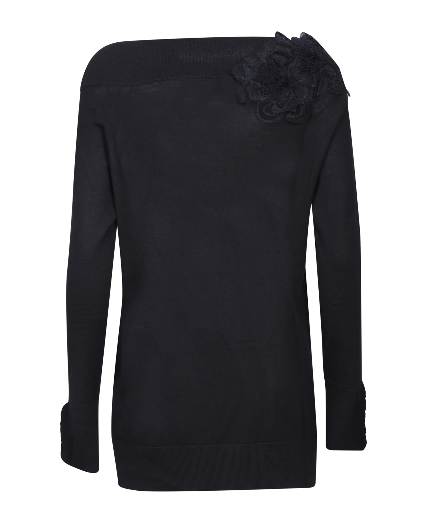 Ermanno Scervino Black Embroidered Sweater - Black