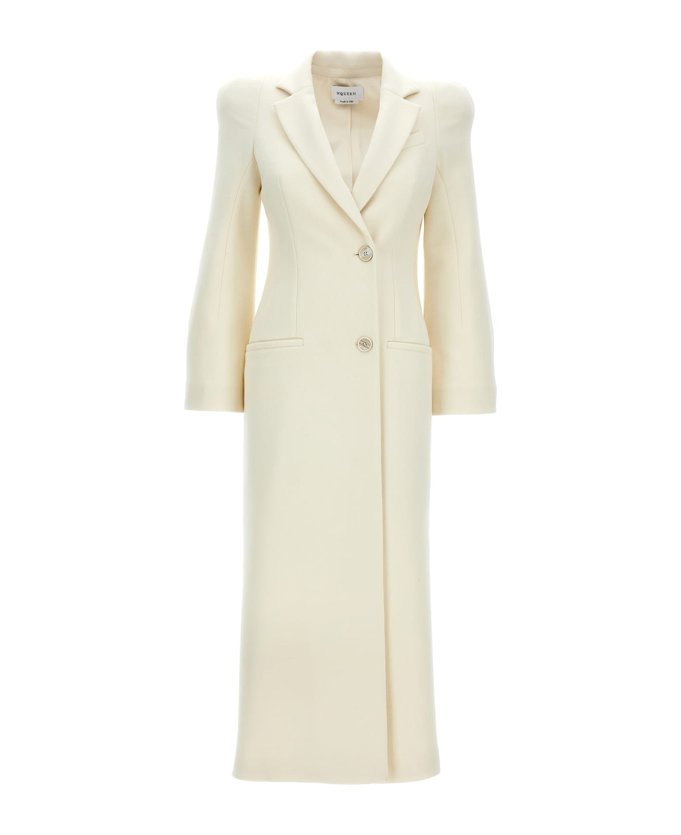 Alexander McQueen Double-breasted Coat With Shaped Shoulders - White