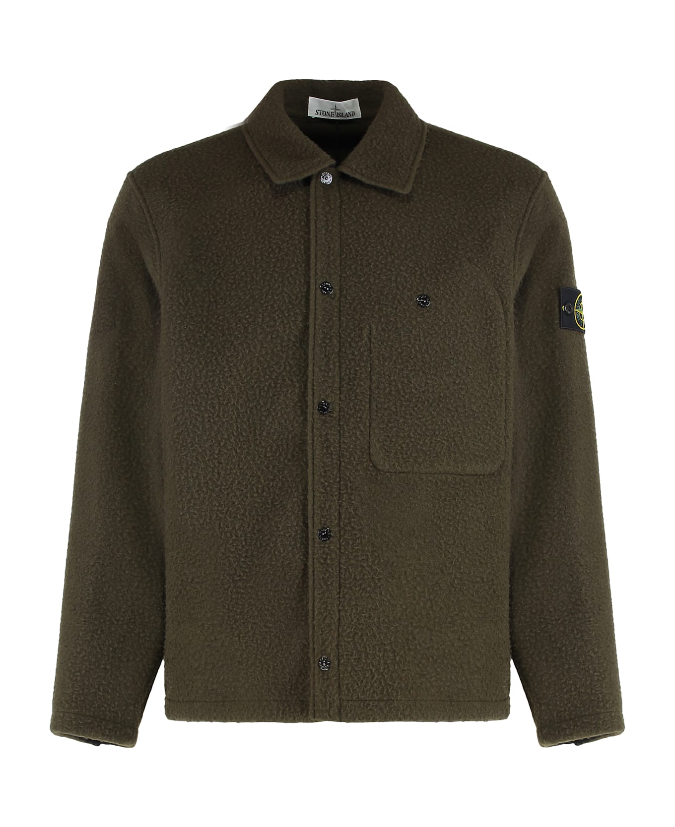 Stone Island Overshirt In Wool And Nylon - green
