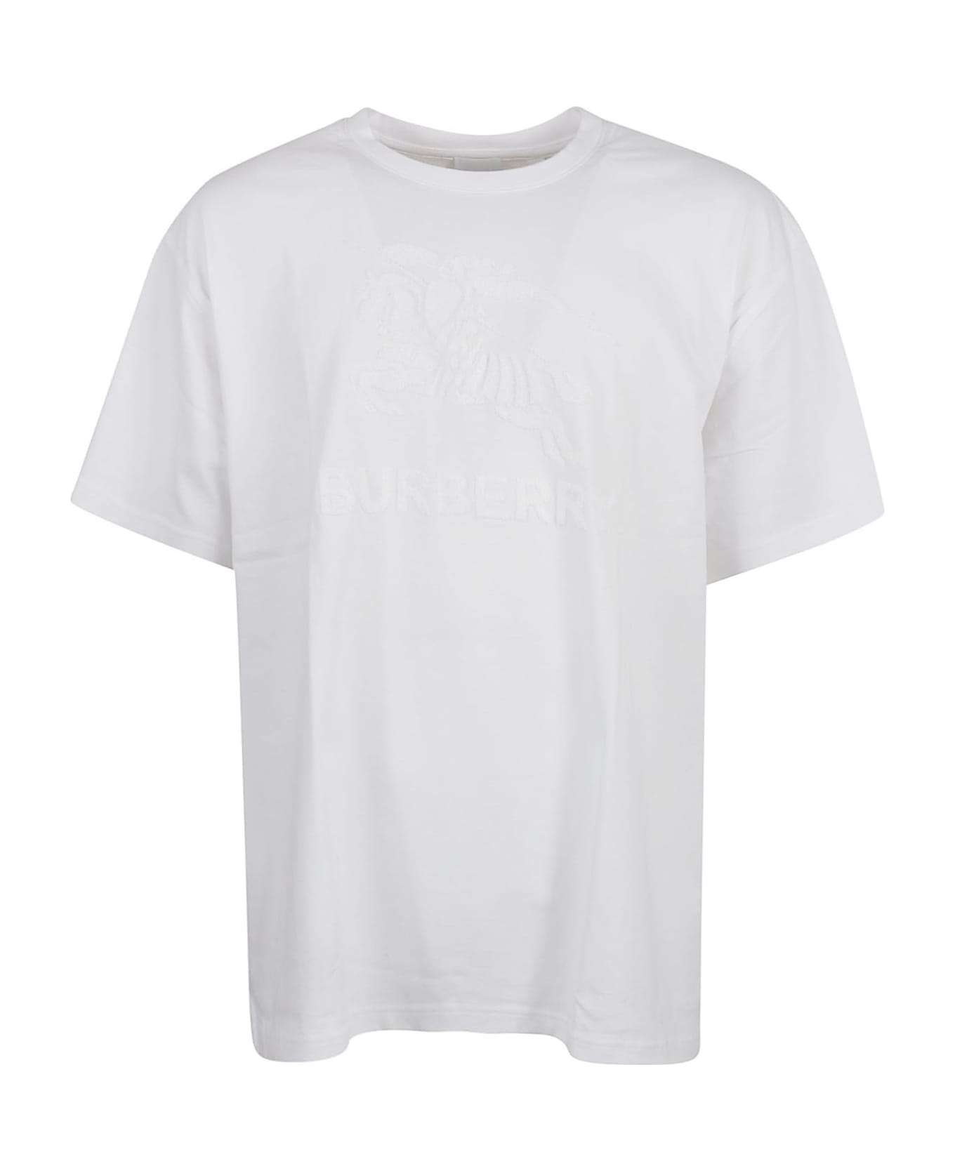 Burberry Logo Embossed T-shirt - White