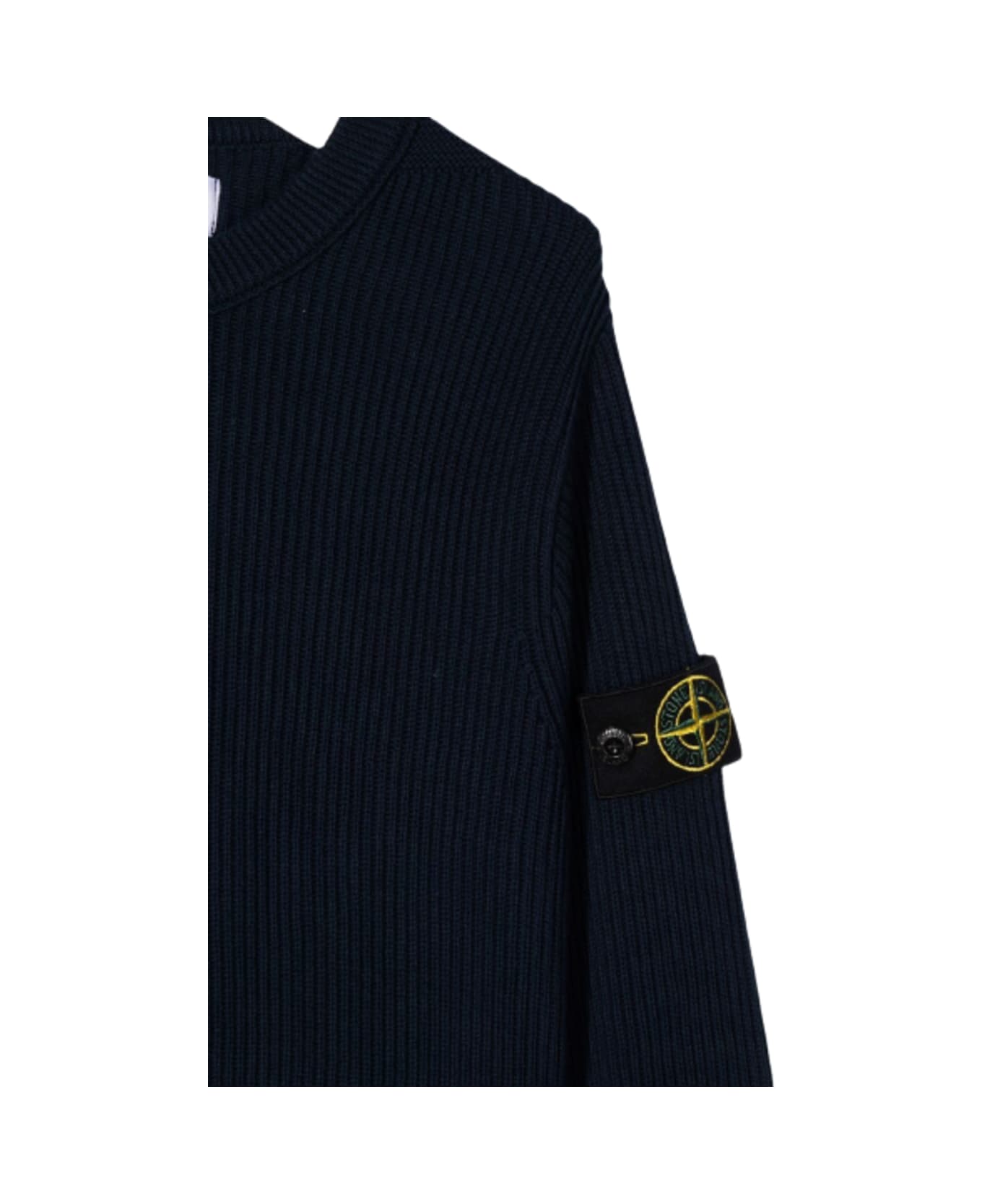 Stone Island Junior Blue Cotton Sweater With Logo - Blu