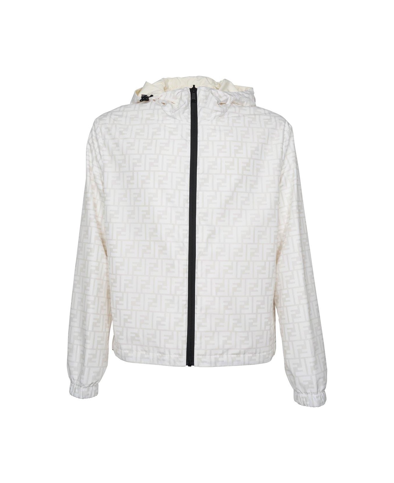 Fendi Ff Printed Hooded Jacket - White