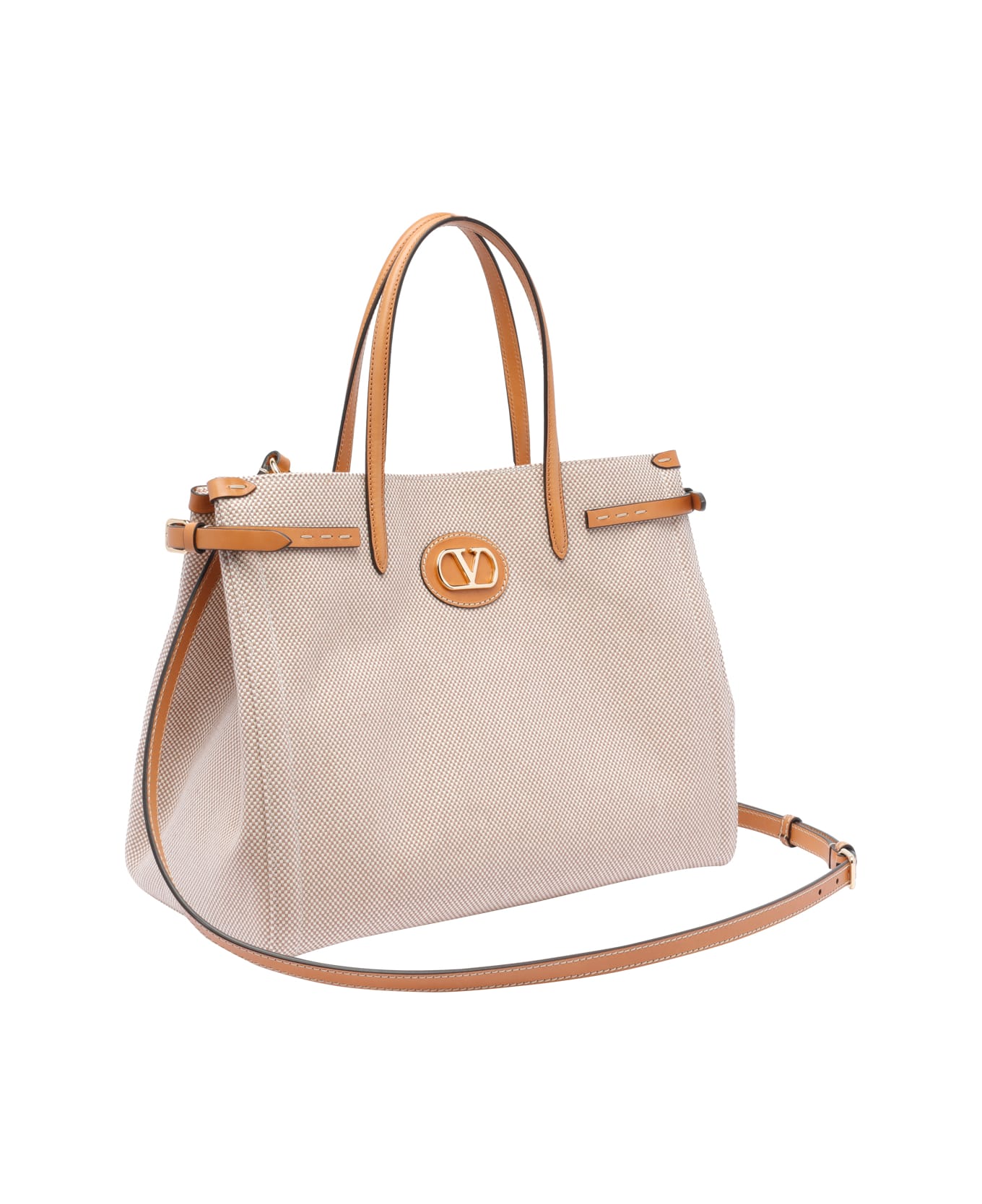 Valentino Garavani Medium Valentino Garavani Antibes Canvas Tote Bag - Beige