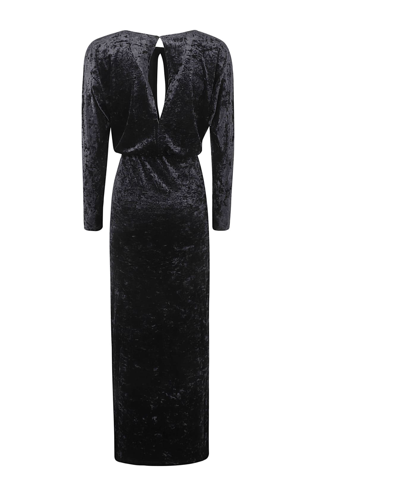 Parosh Stretch Velvet Midi Dress - Black