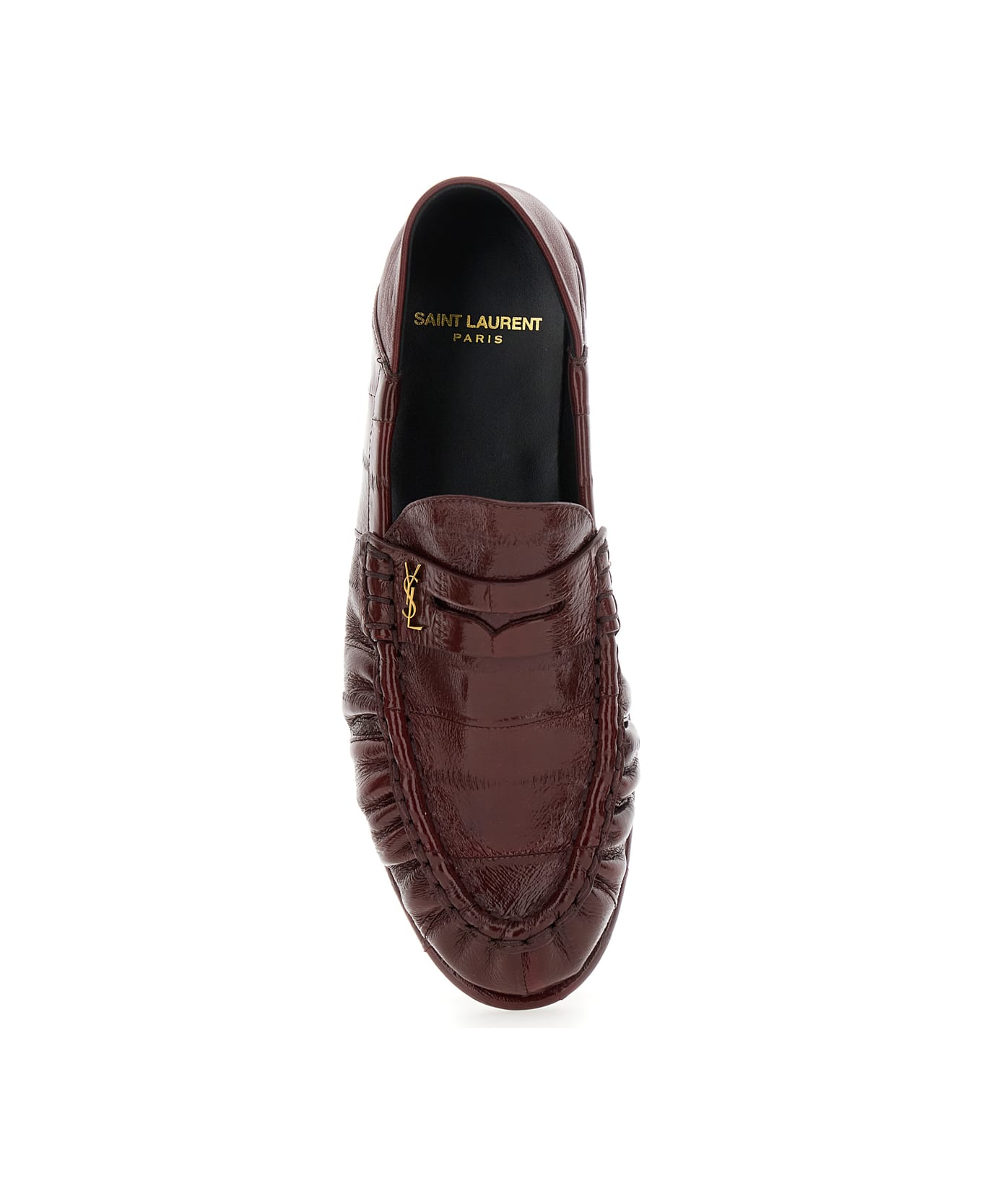 Saint Laurent New Le Loafer 00 Mocassin Anguille Vernis - Bordeaux