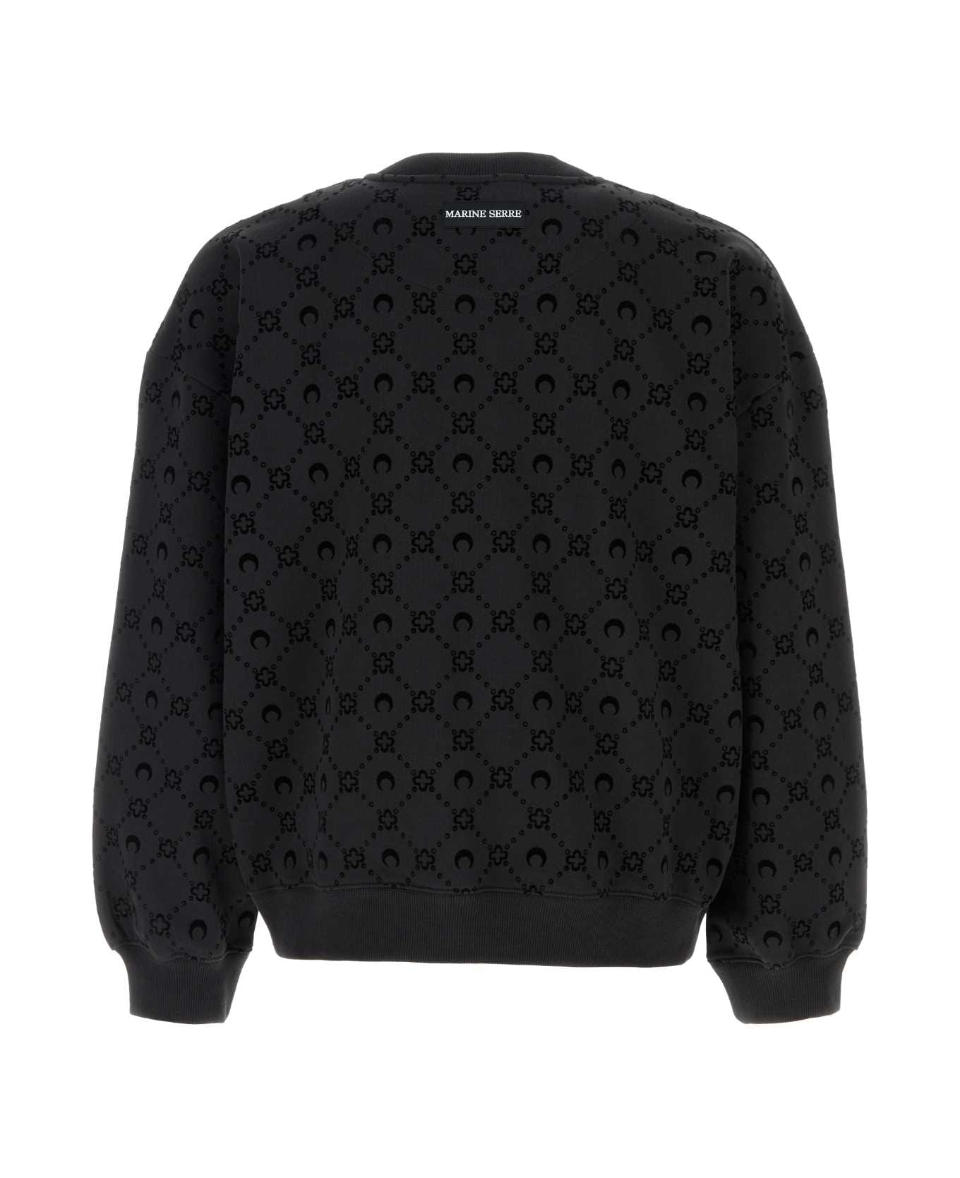 Marine Serre Black Cotton Sweatshirt - BLACK