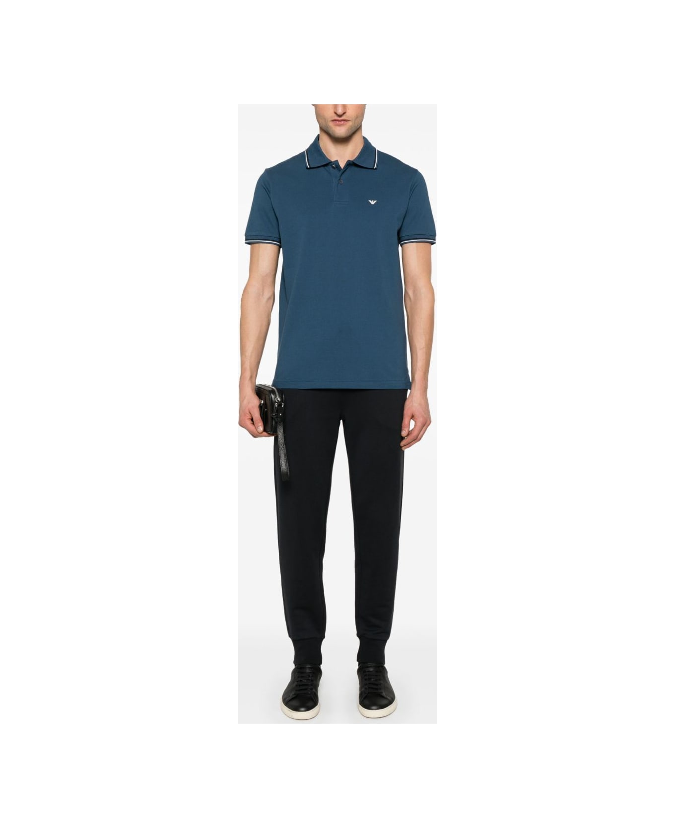 Emporio Armani Logo Cotton Polo Shirt - Blue