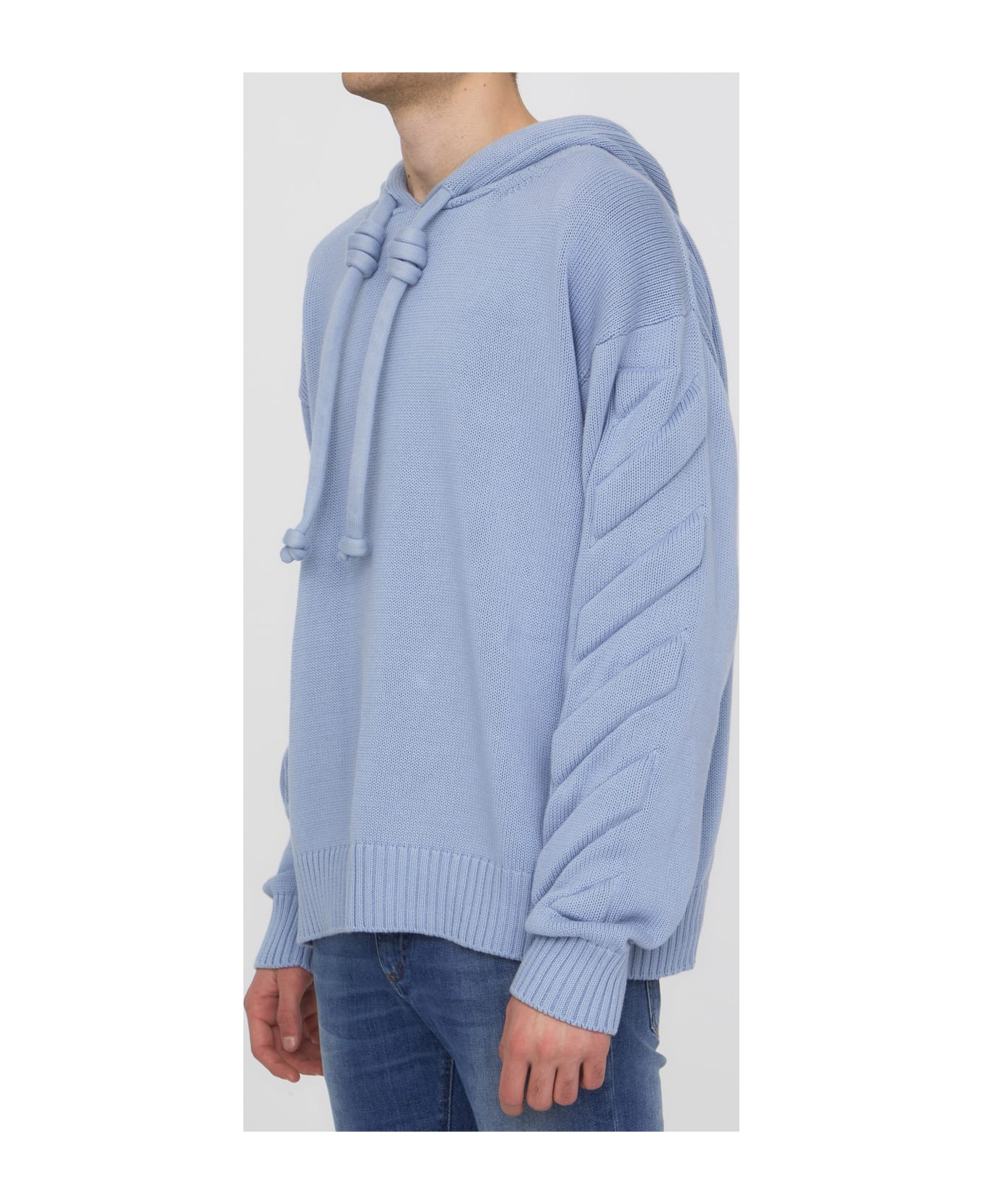 Off-White 3d Diag Knit Hoodie - Light Blue