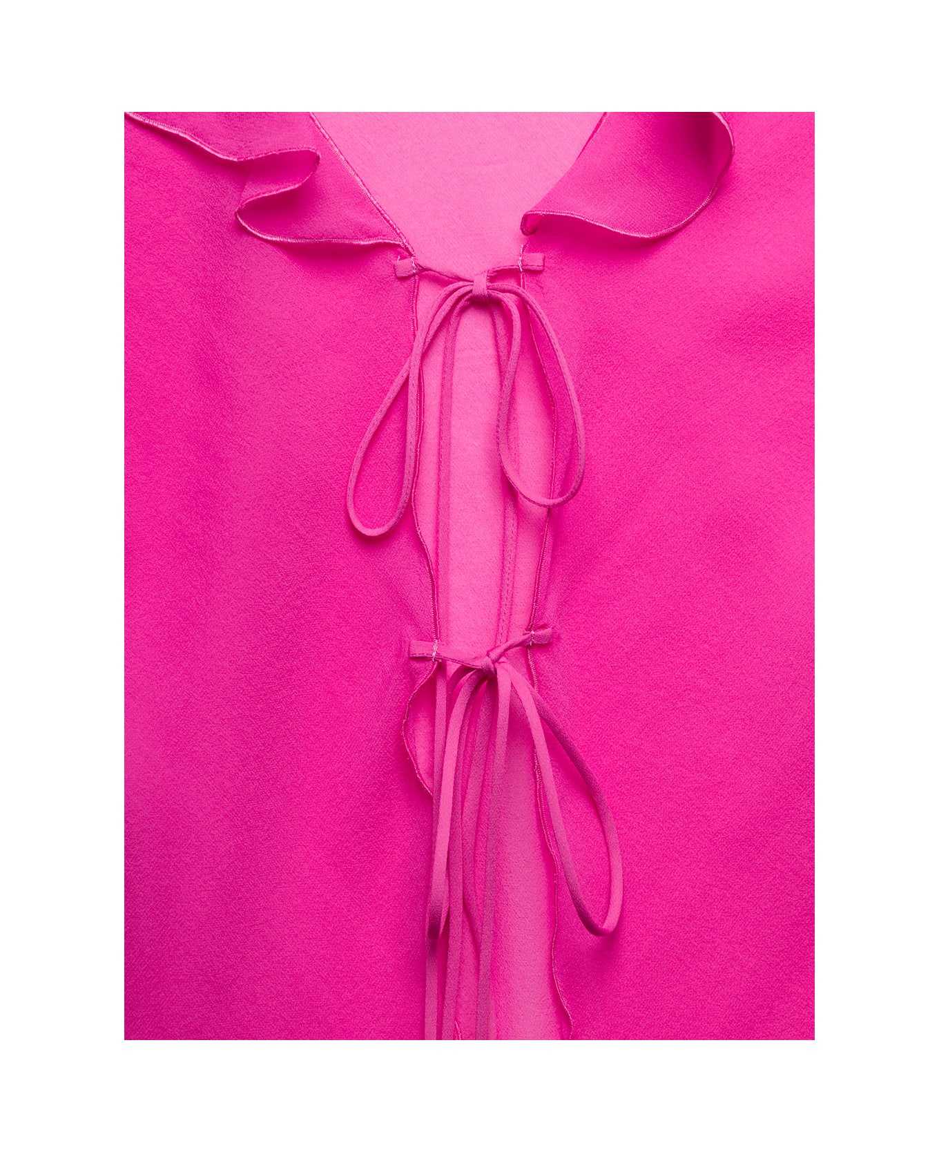 The Andamane Ruffle-detail Blouse In Pink Silk Woman - Pink