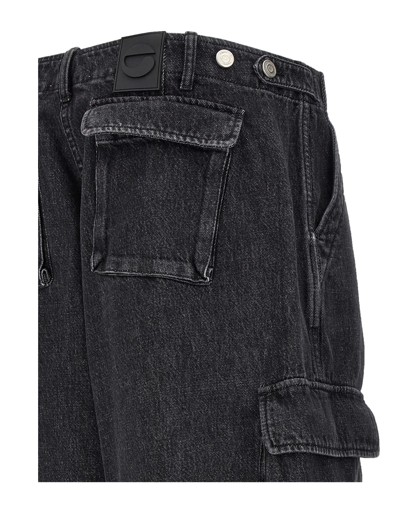 Coperni 'denim Wide Leg Cargo' Jeans - Wabk Washed Black