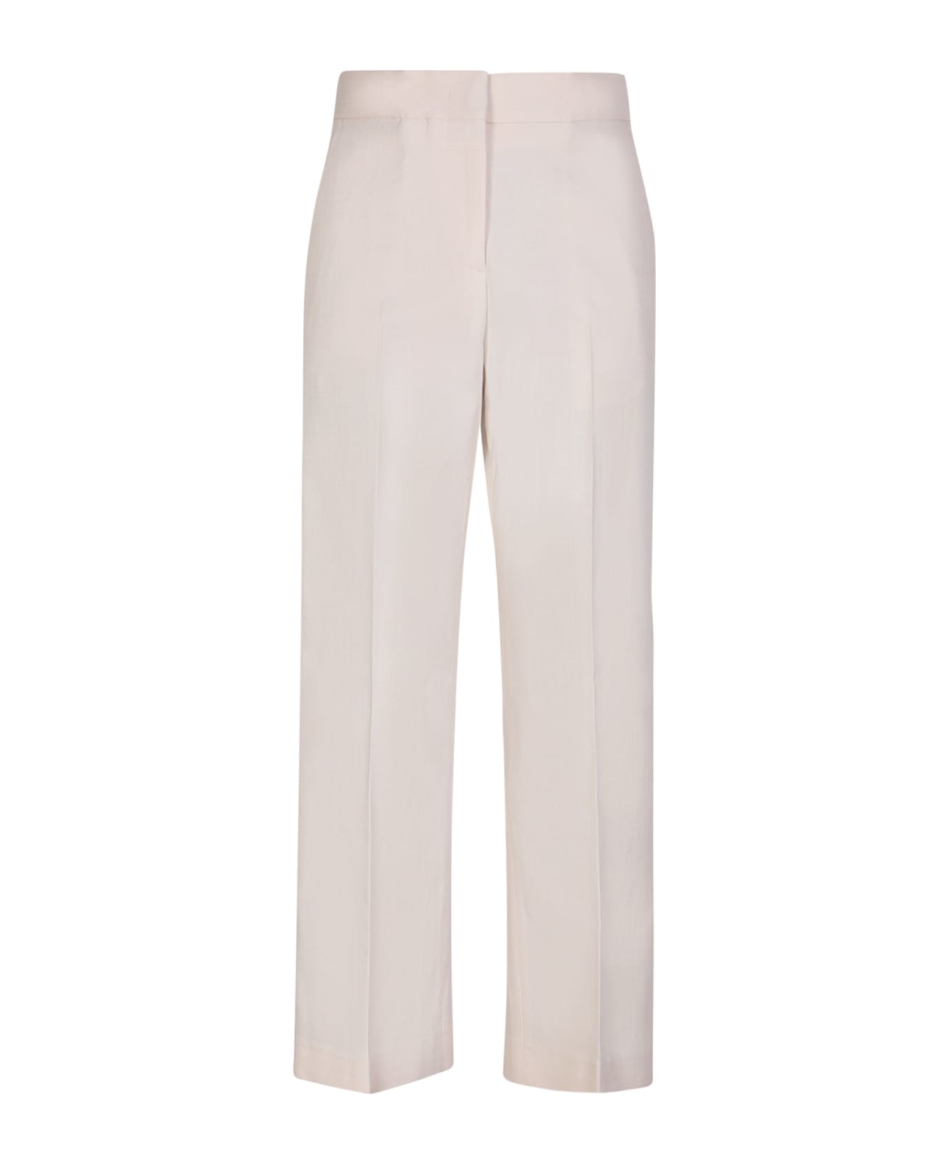 MSGM Cropped Ivory Trousers - White