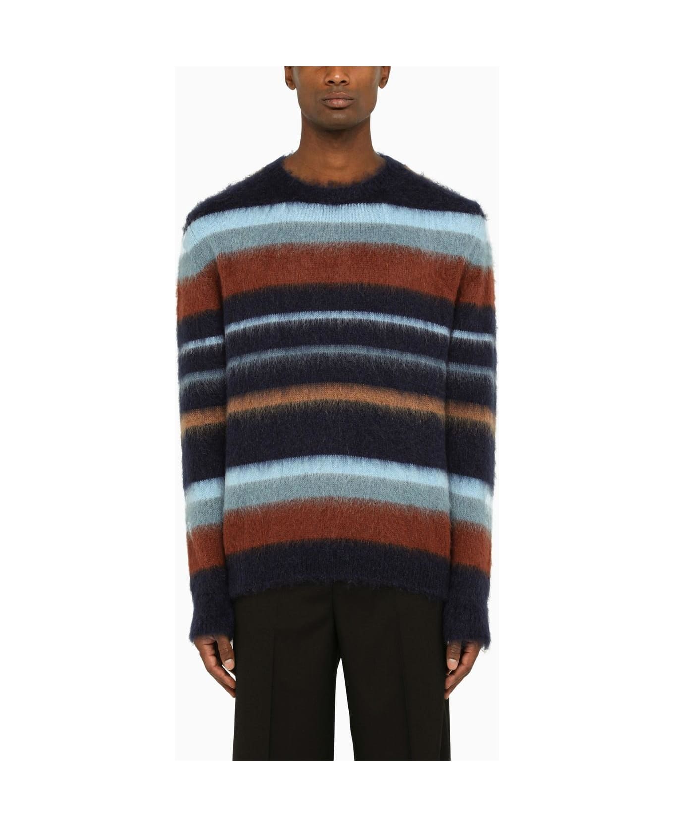 Etro Striped Crew-neck Sweater In Wool - MULTICOLOR
