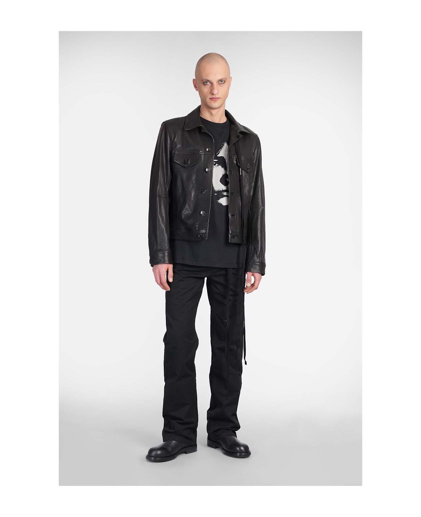 Ann Demeulemeester Ebbe Leather Jacket In Black Leather - black