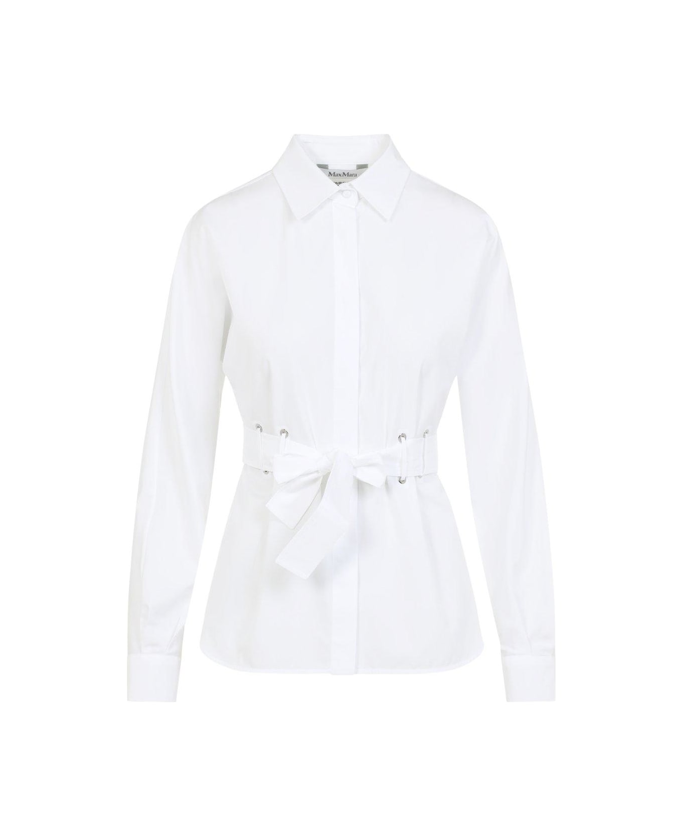 Max Mara Belted Button-up Long-sleeved Shirt - White