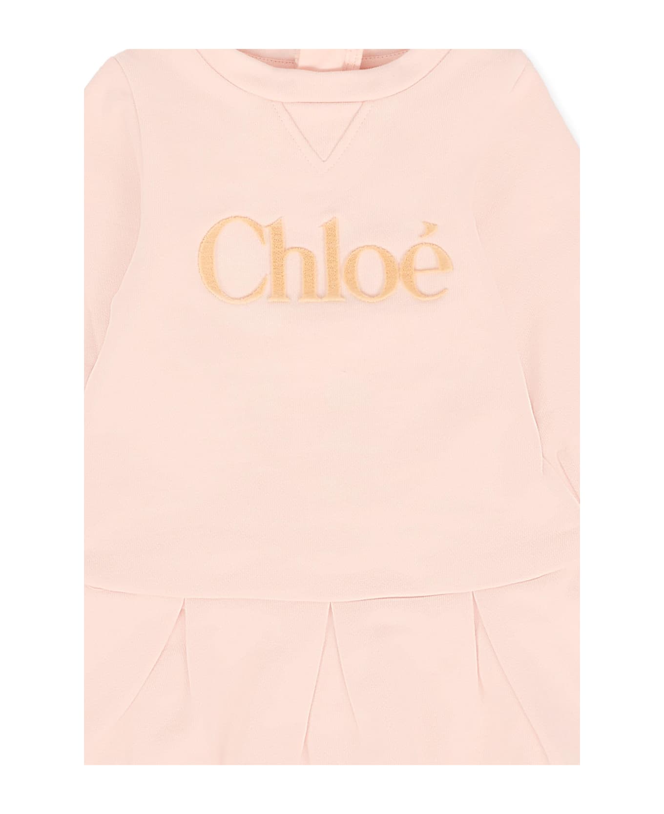 Chloé Pink Dress For Baby Girl With Logo - Pink