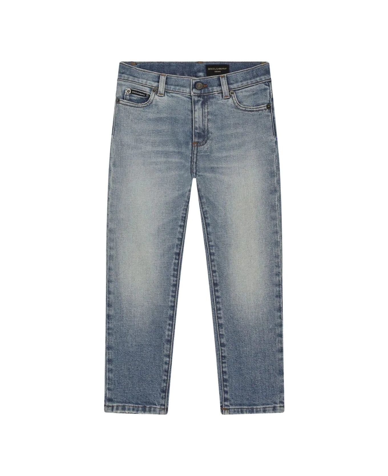 Dolce & Gabbana Blue Jeans With D&g Logo - Blue ボトムス