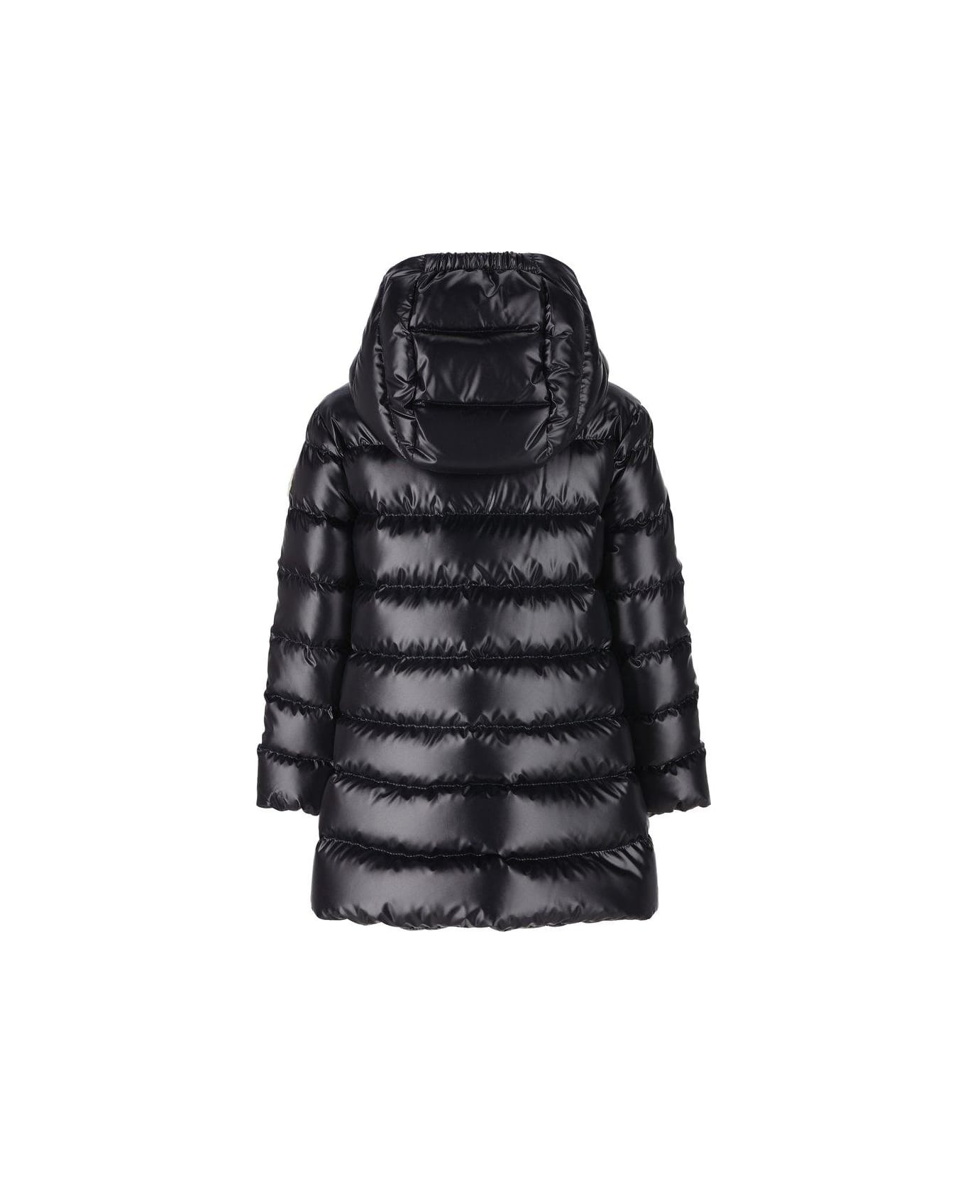 Moncler Logo Patch Hooded Coat - Blue