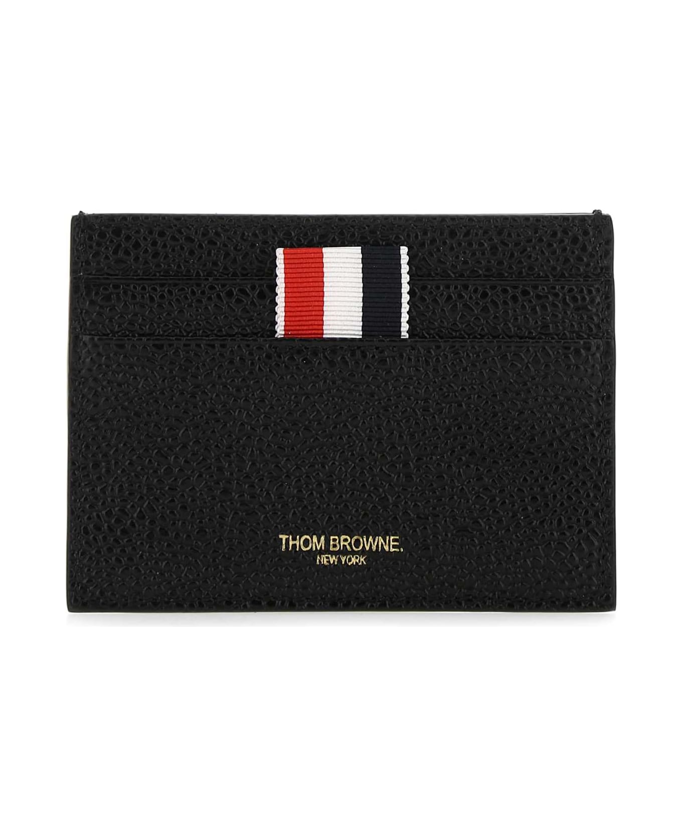 Thom Browne Black Leather Card Holder - 001