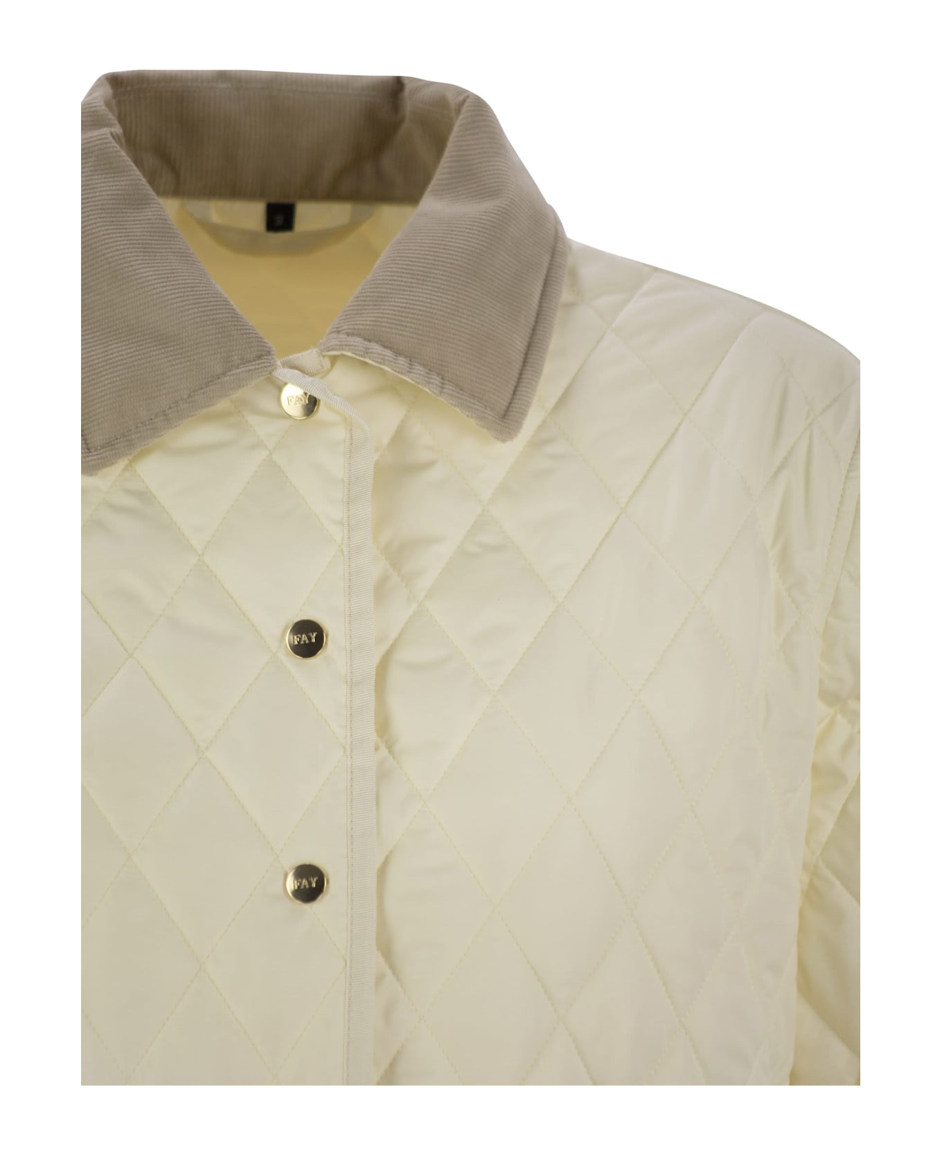 Fay Diamond Quilted Nylon Shirt Jacket - White