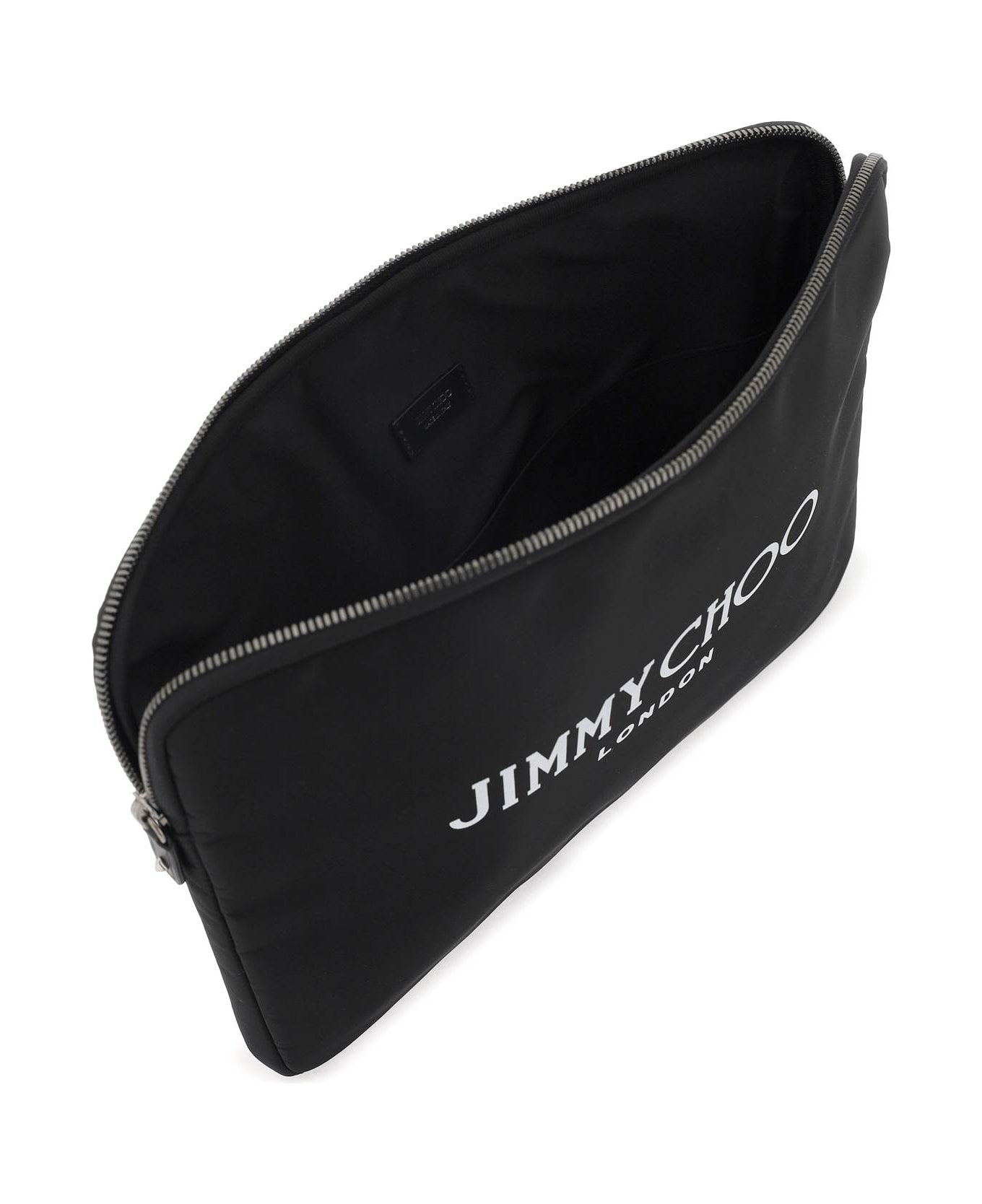 Jimmy Choo Pouch With Logo - BLACK LATTE GUNMETAL (Black) トラベルバッグ