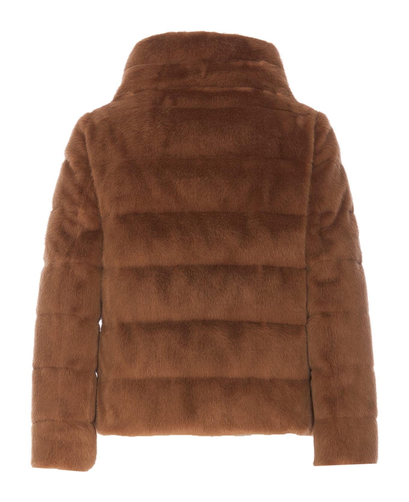 Herno Fur Effect Cape Jacket - Brown