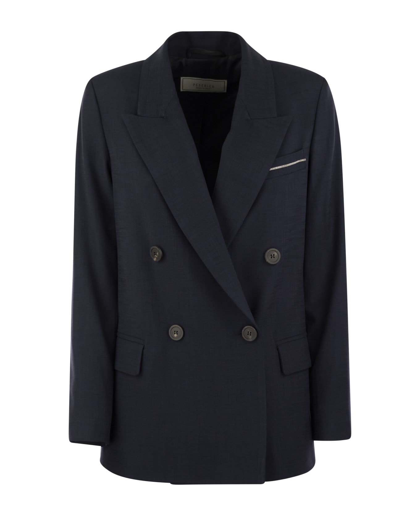 Peserico Viscose Blend Double-breasted Blazer - Blue