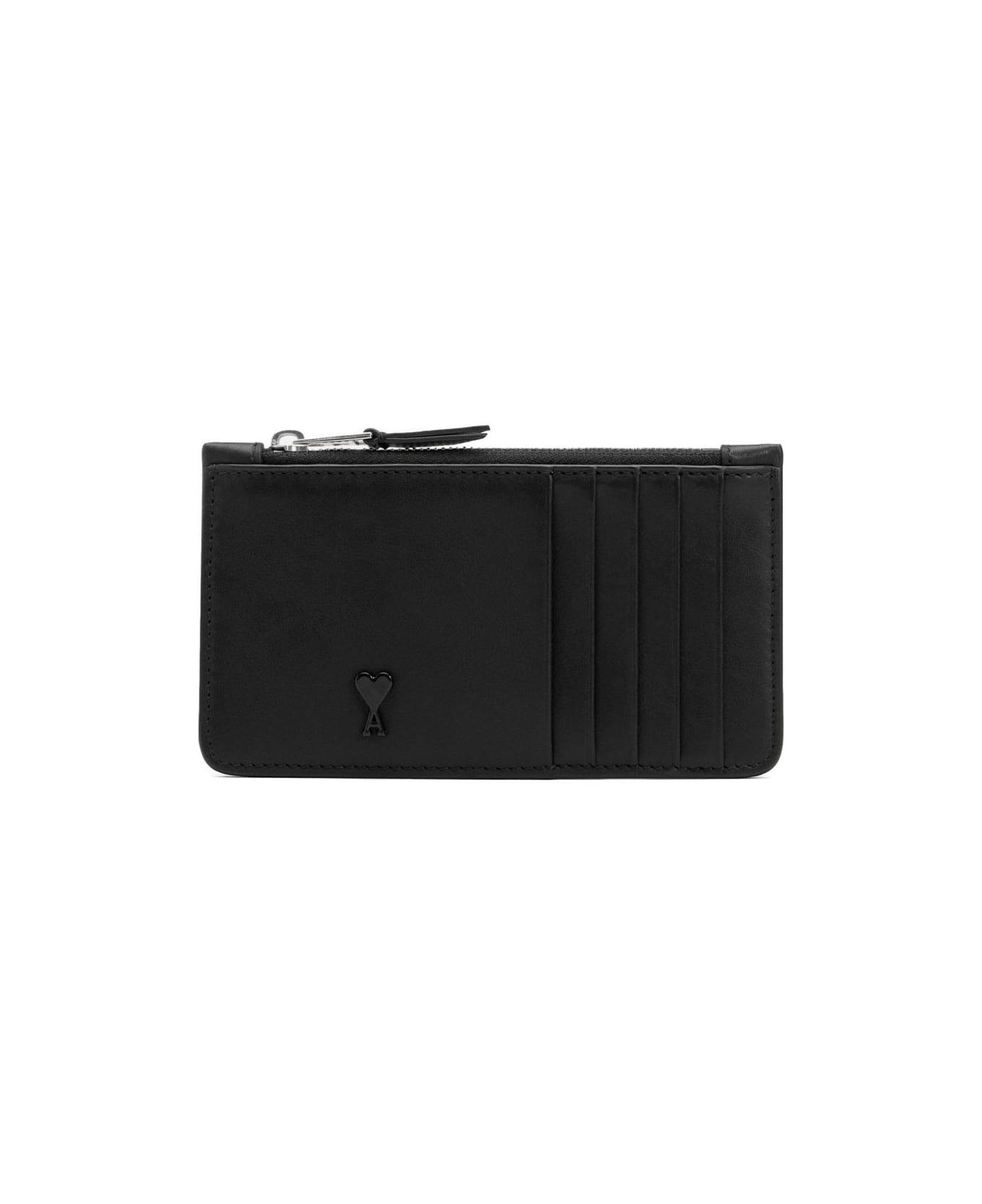 Ami Alexandre Mattiussi Ami Paris Zipped Card Holder - Black