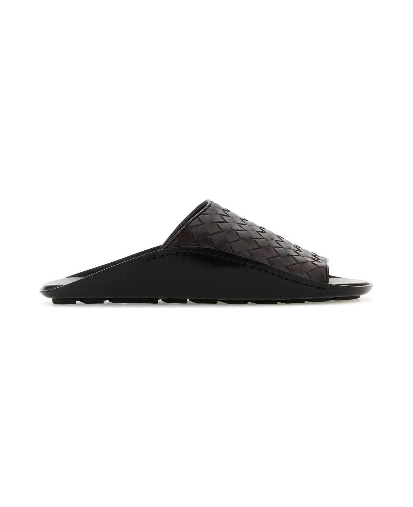 Bottega Veneta Brown Leather Wave Slippers - FONDANT
