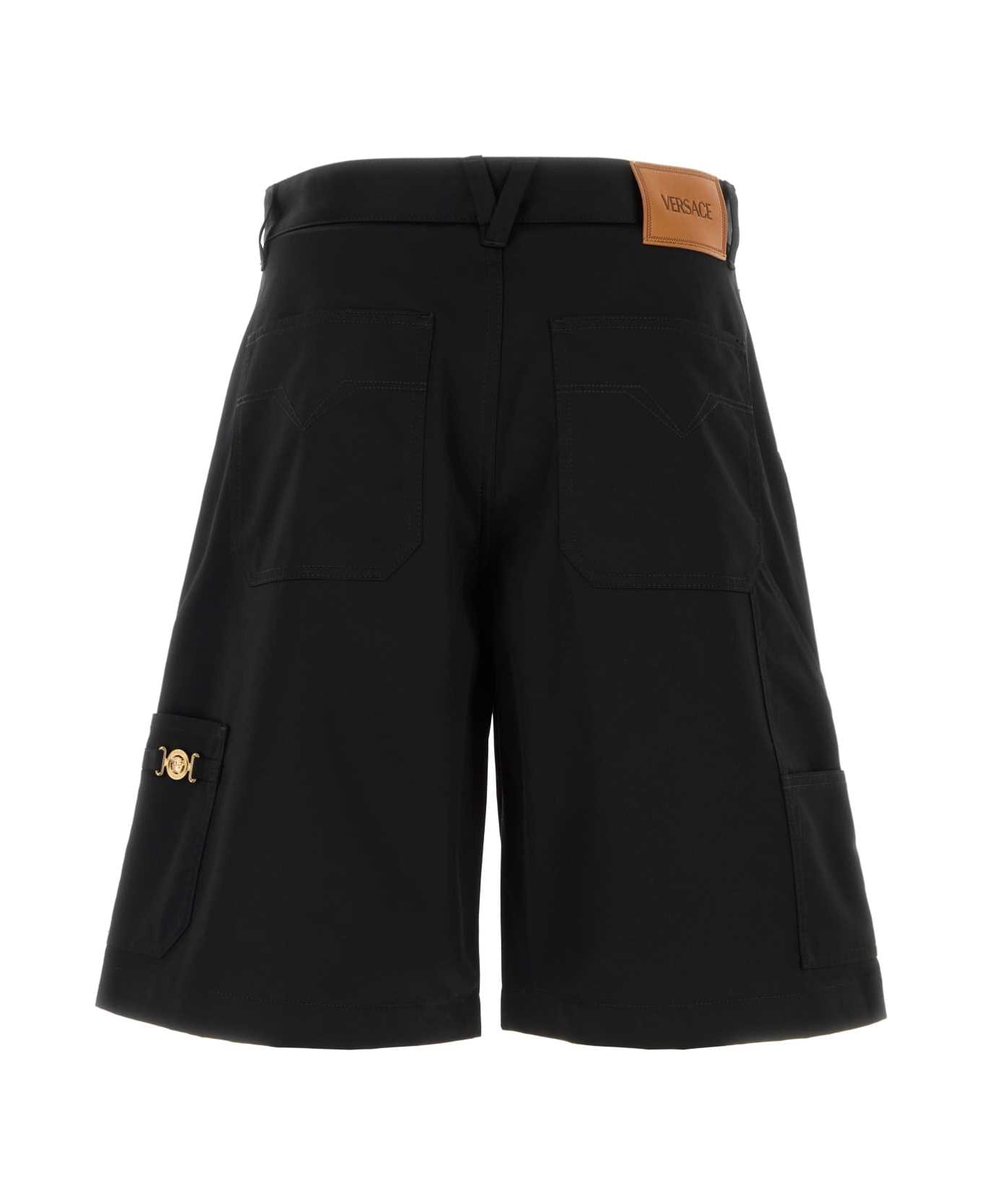 Versace Black Gabardine Bermuda Shorts - BLACK