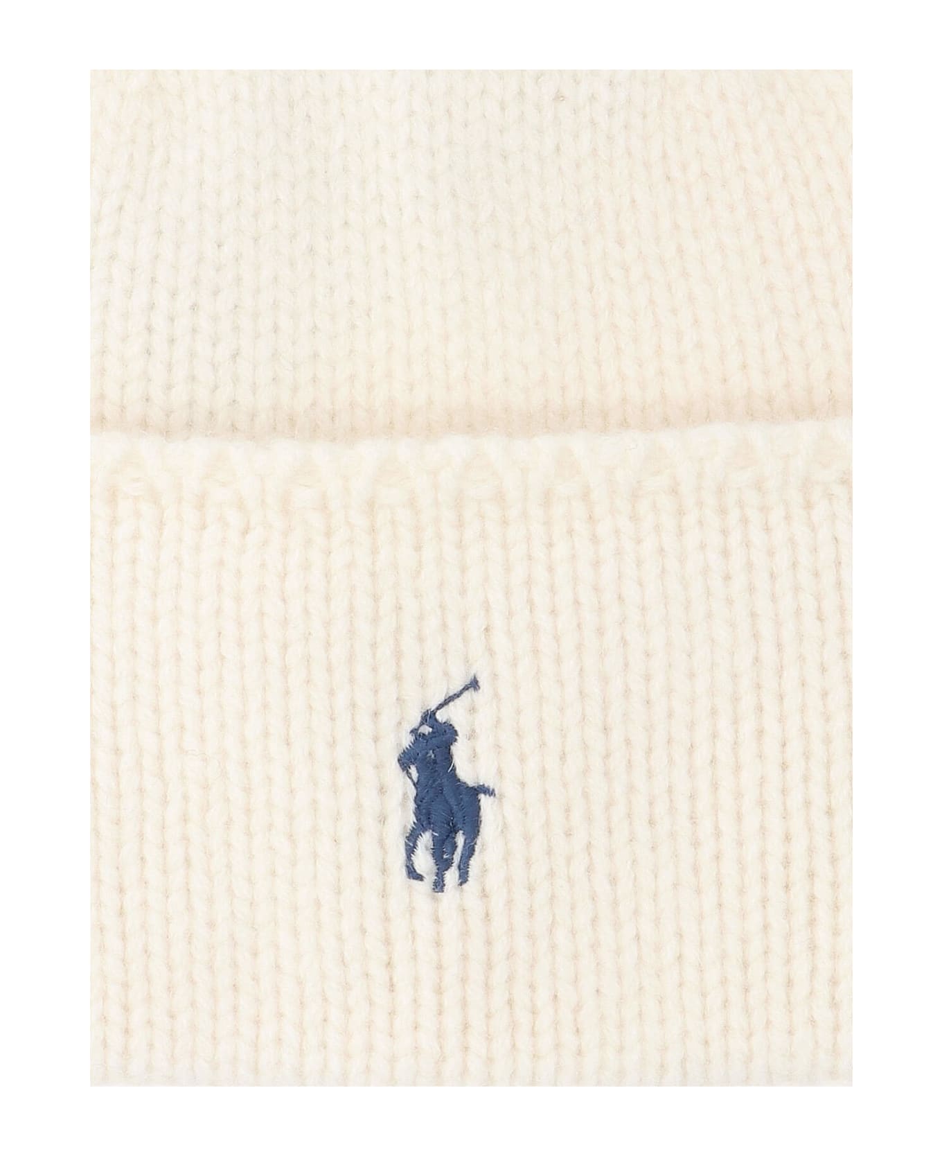Polo Ralph Lauren Logo Beanie - Cream Ragg