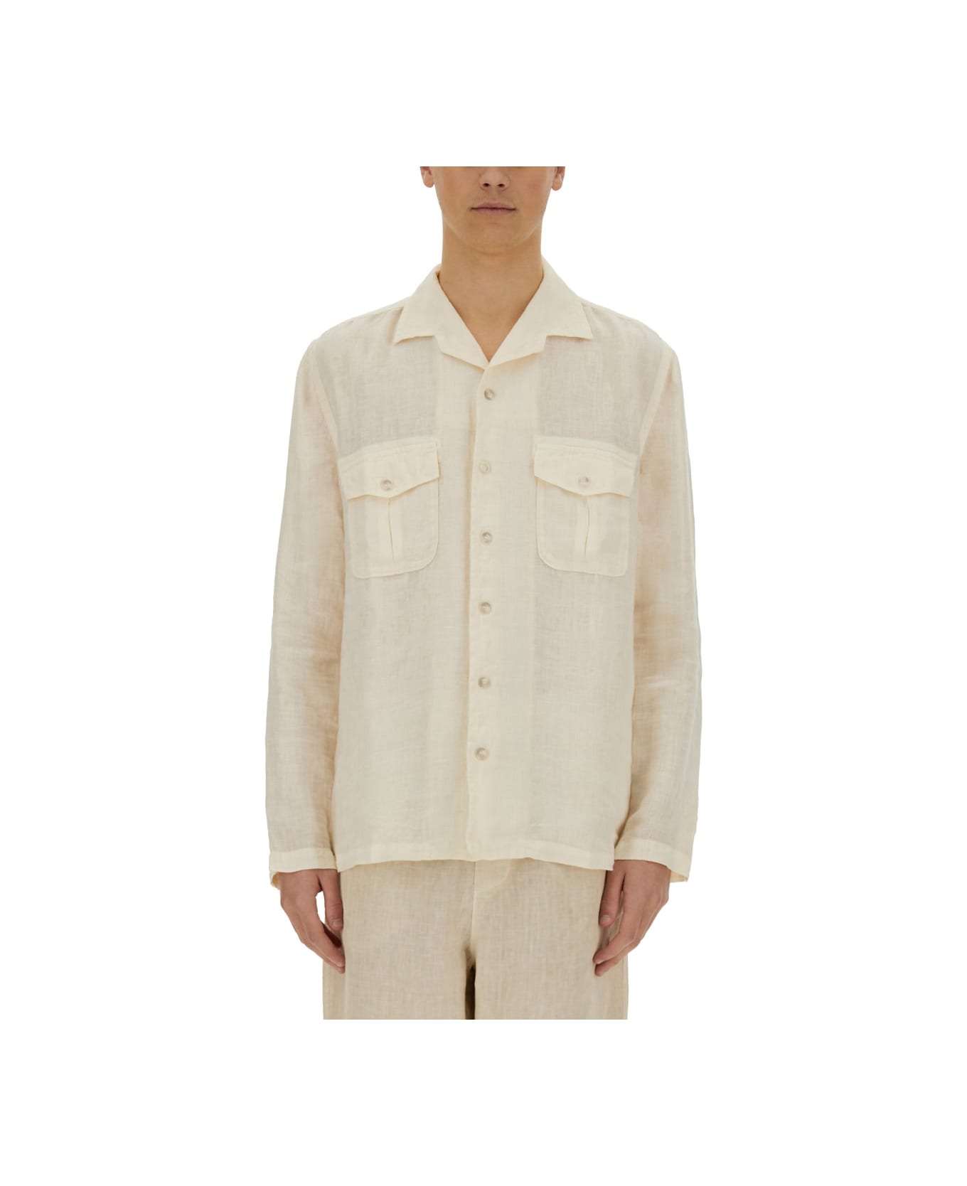 120% Lino Slim Fit Shirt - BEIGE