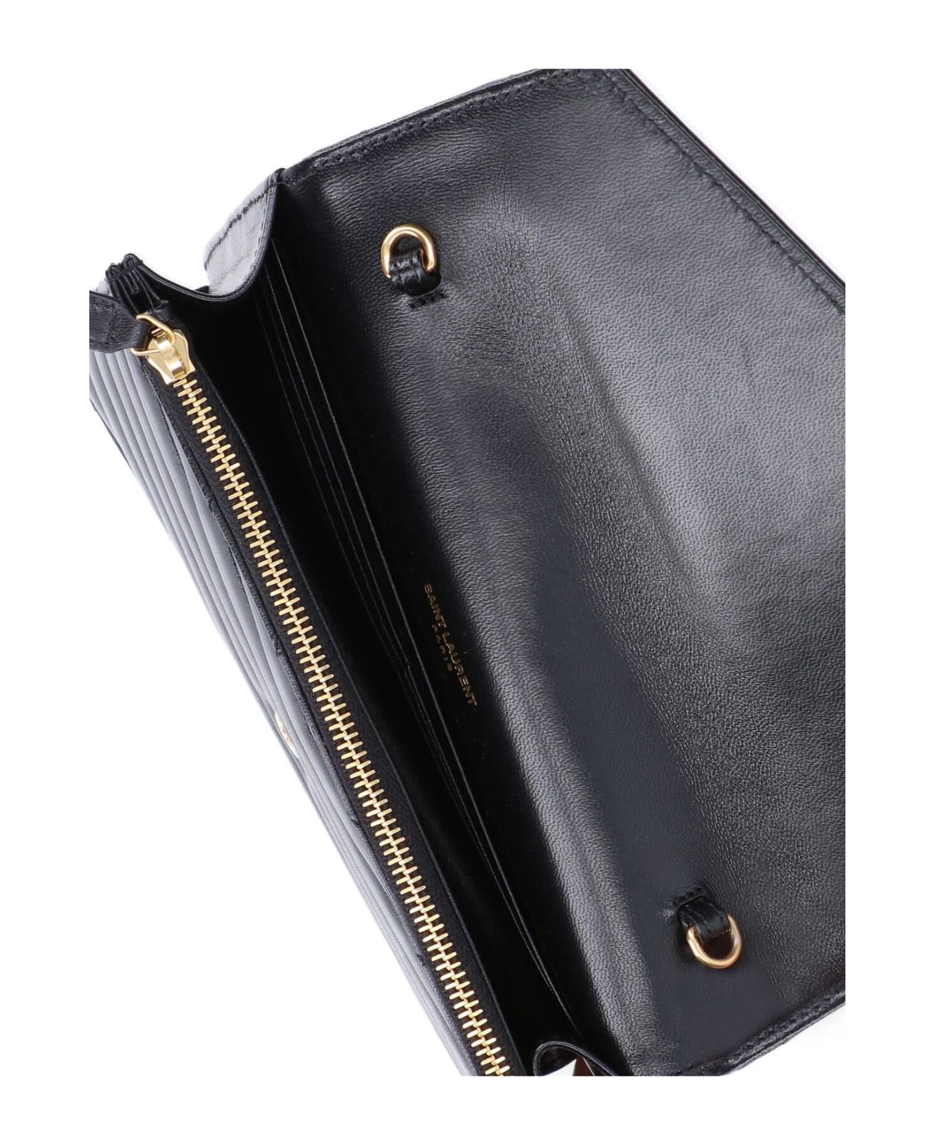 Saint Laurent Envelope Cassandre Chain Wallet - Black