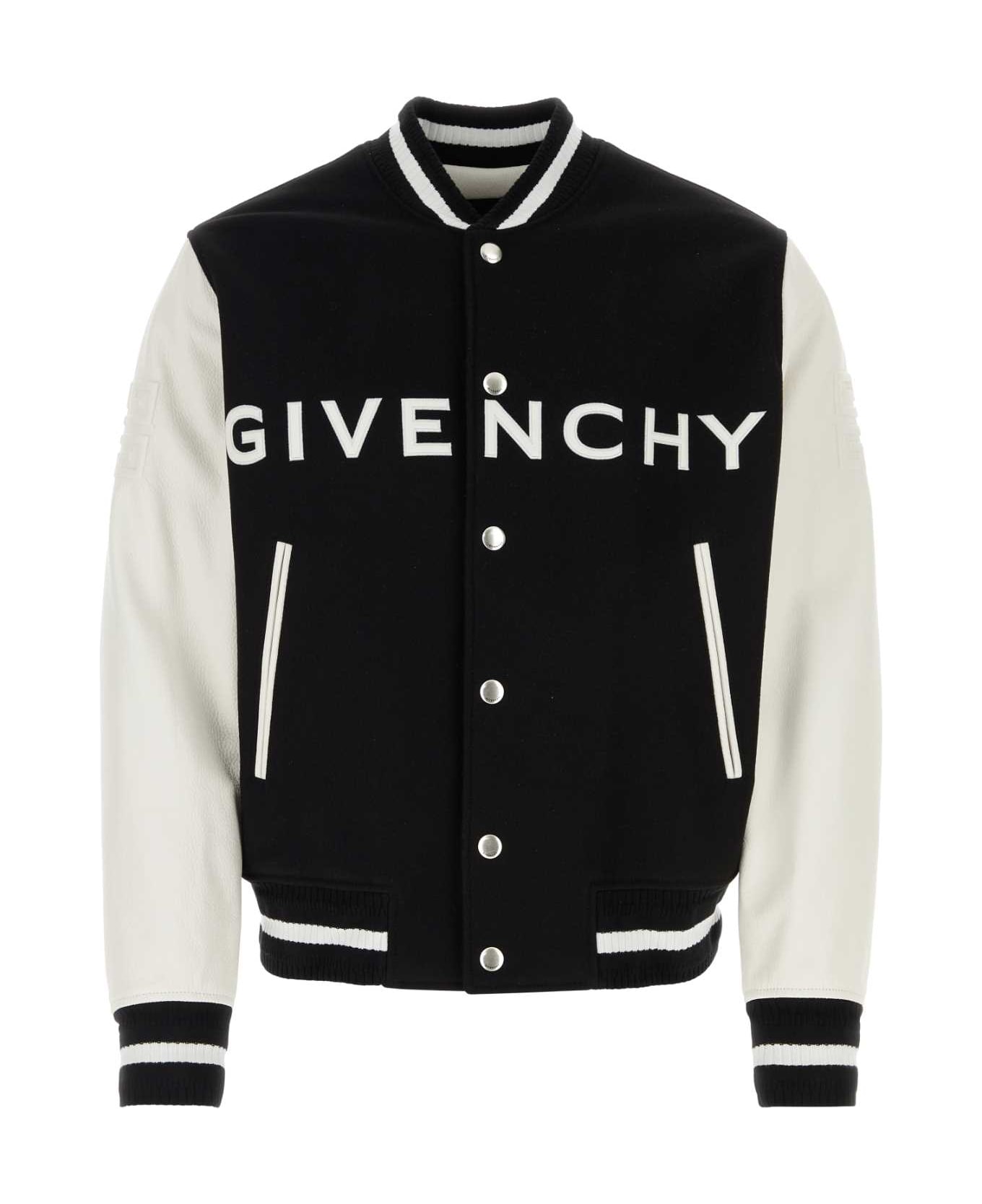Givenchy Black Felt Bomber Jacket - BLACKWHITE