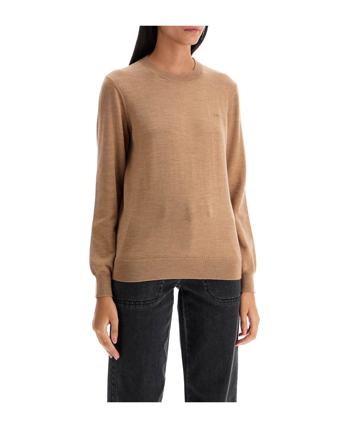 A.P.C. Wool Crewneck Pullover - BEIGE CHINE (Beige)