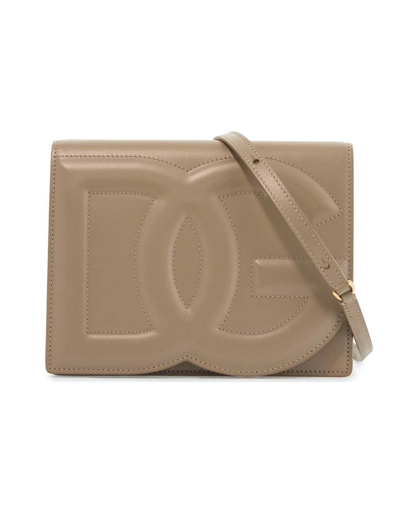 Dolce 
Gabbana Taupe Calfskin Crossbody Bag With Adjustable Strap - TALPA (Beige)