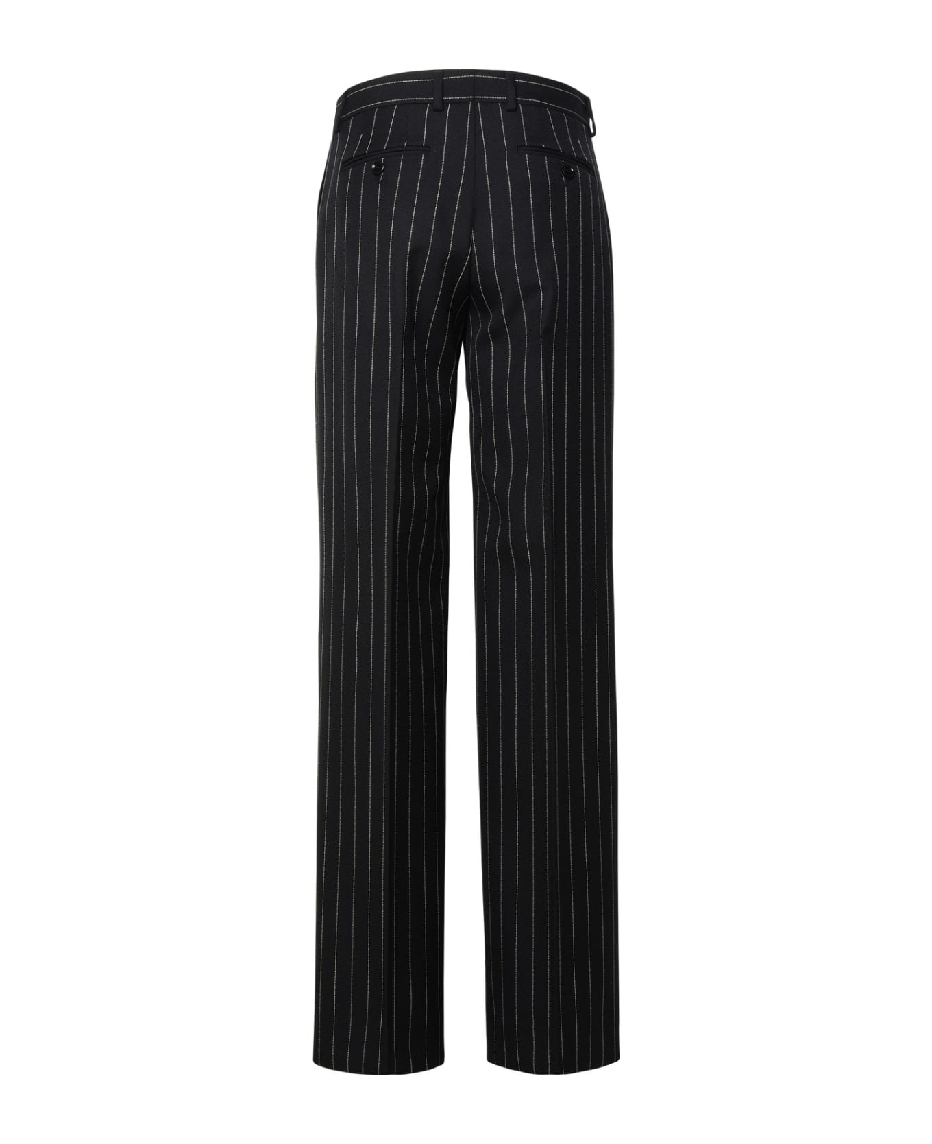 Dolce & Gabbana Black Virgin Wool Trousers - RIGATO (Black)