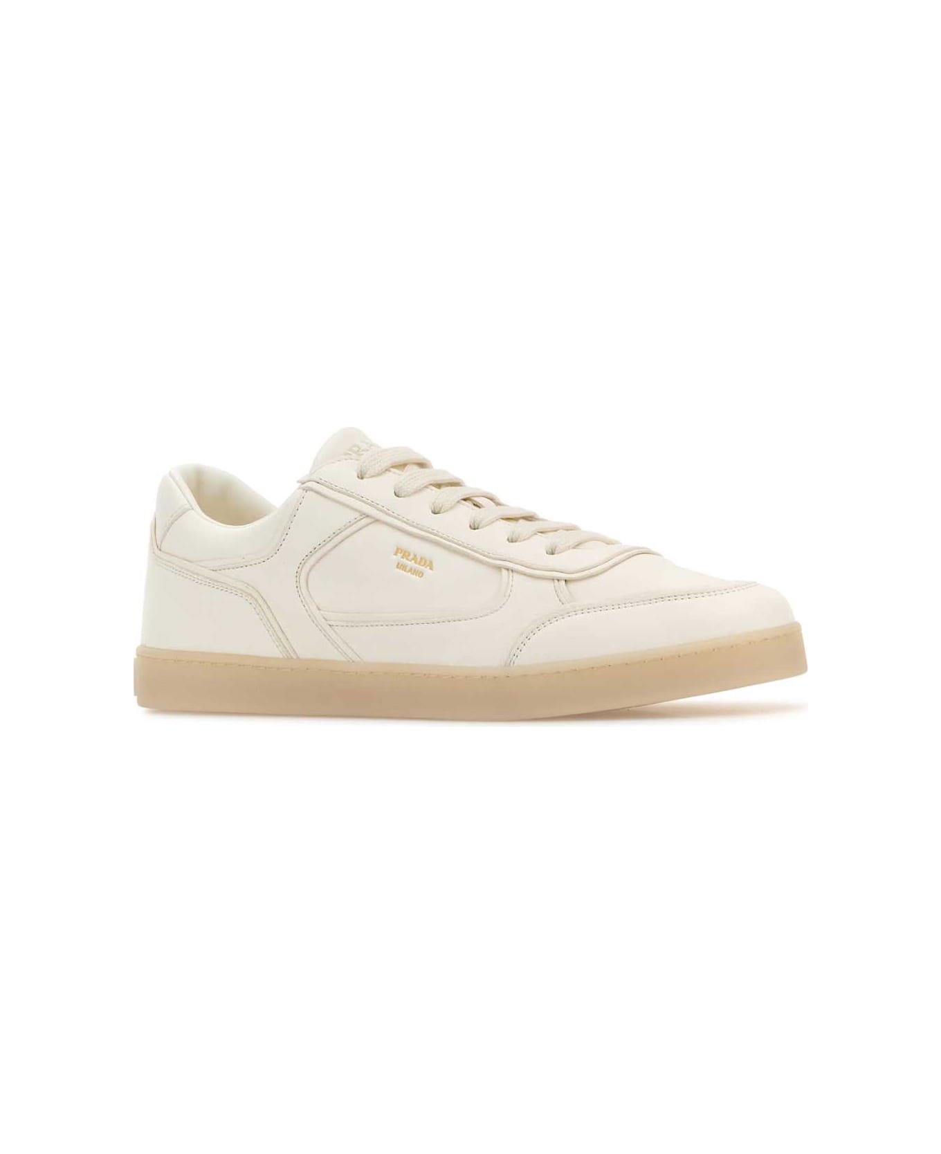 Prada White Leather Sneakers - AVORIO