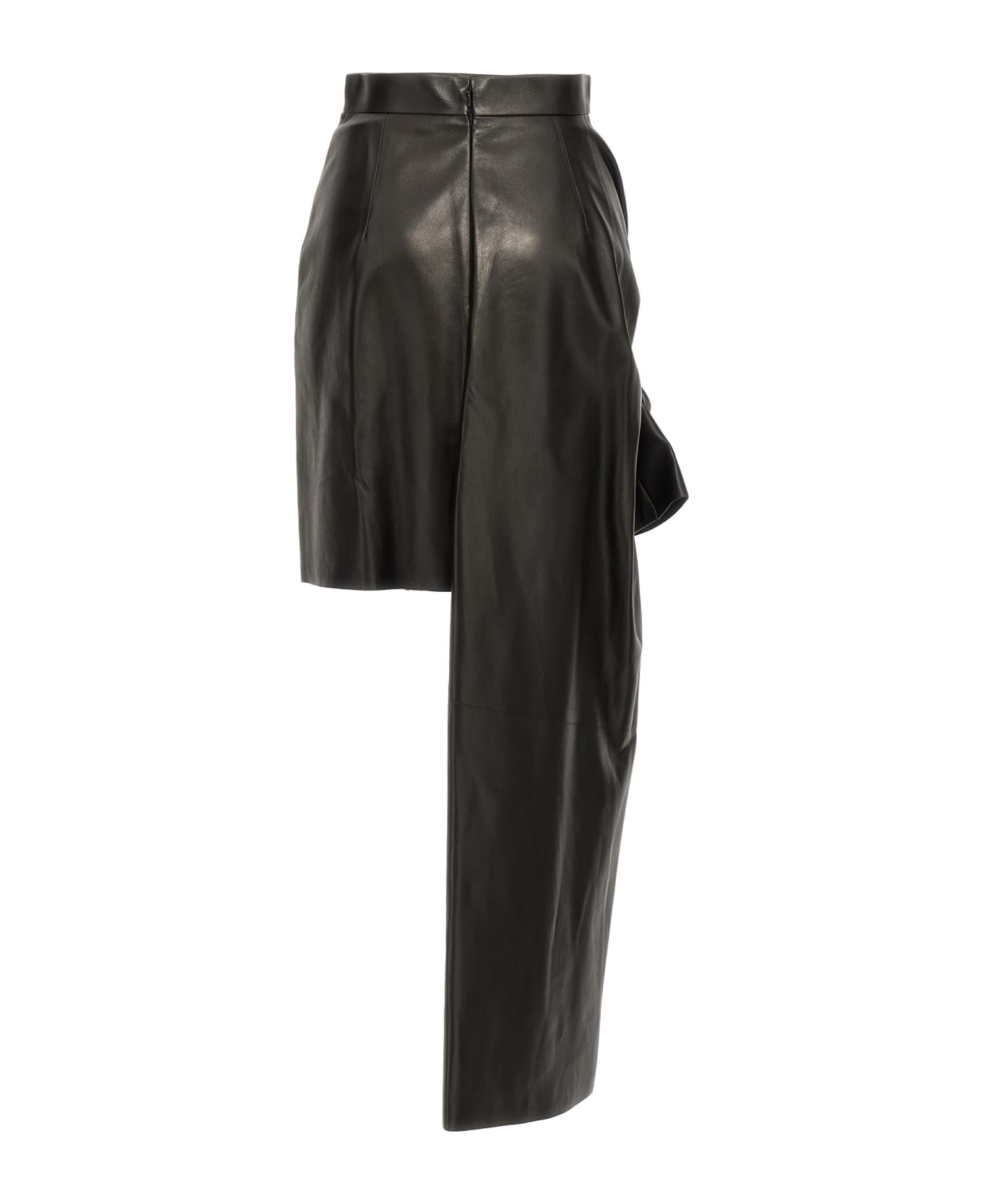 Alexander McQueen Maxi Bow Leather Skirt - Black  