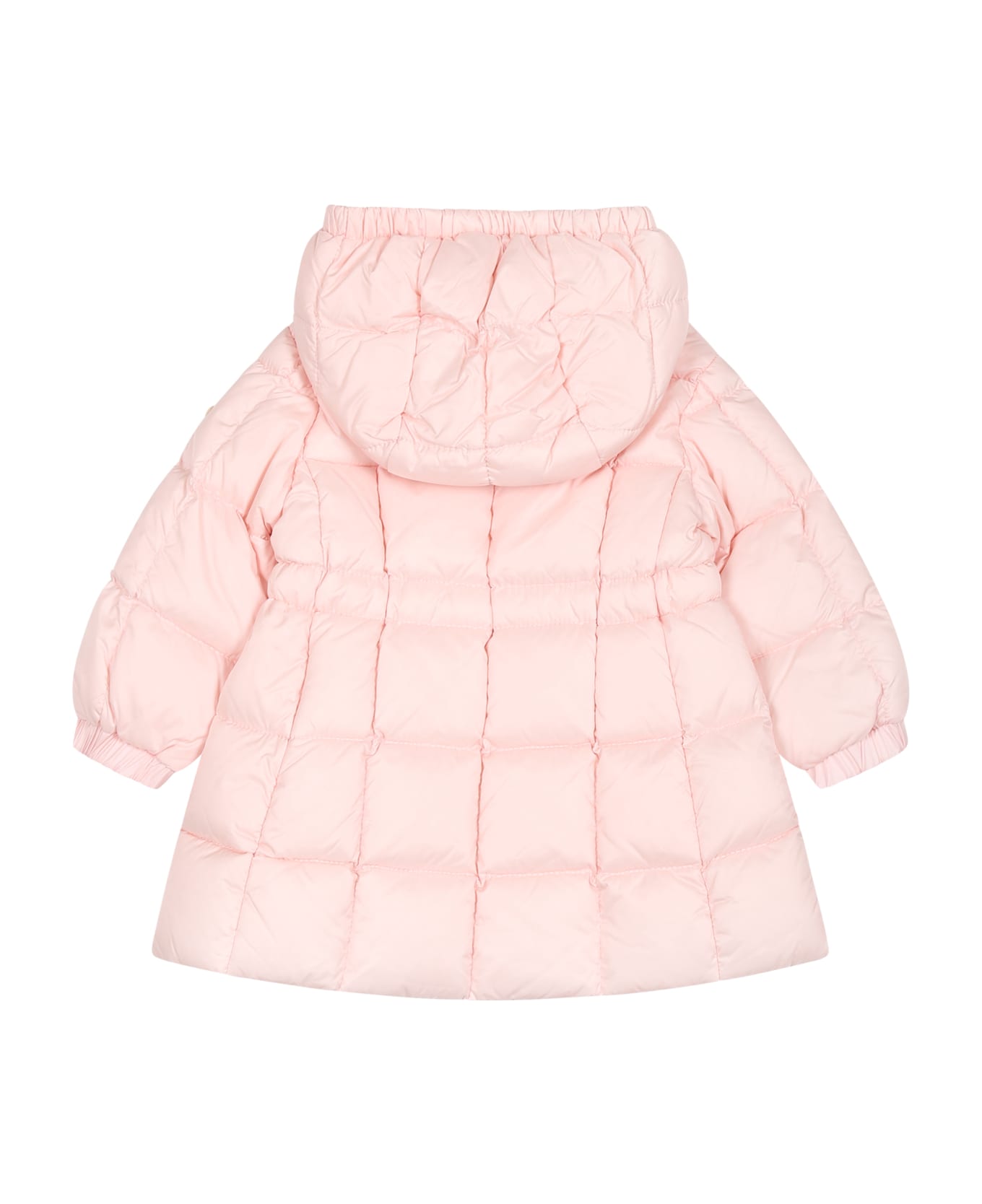 Moncler Pink Anya Down Jacket For Baby Girl With Logo - PINK コート＆ジャケット