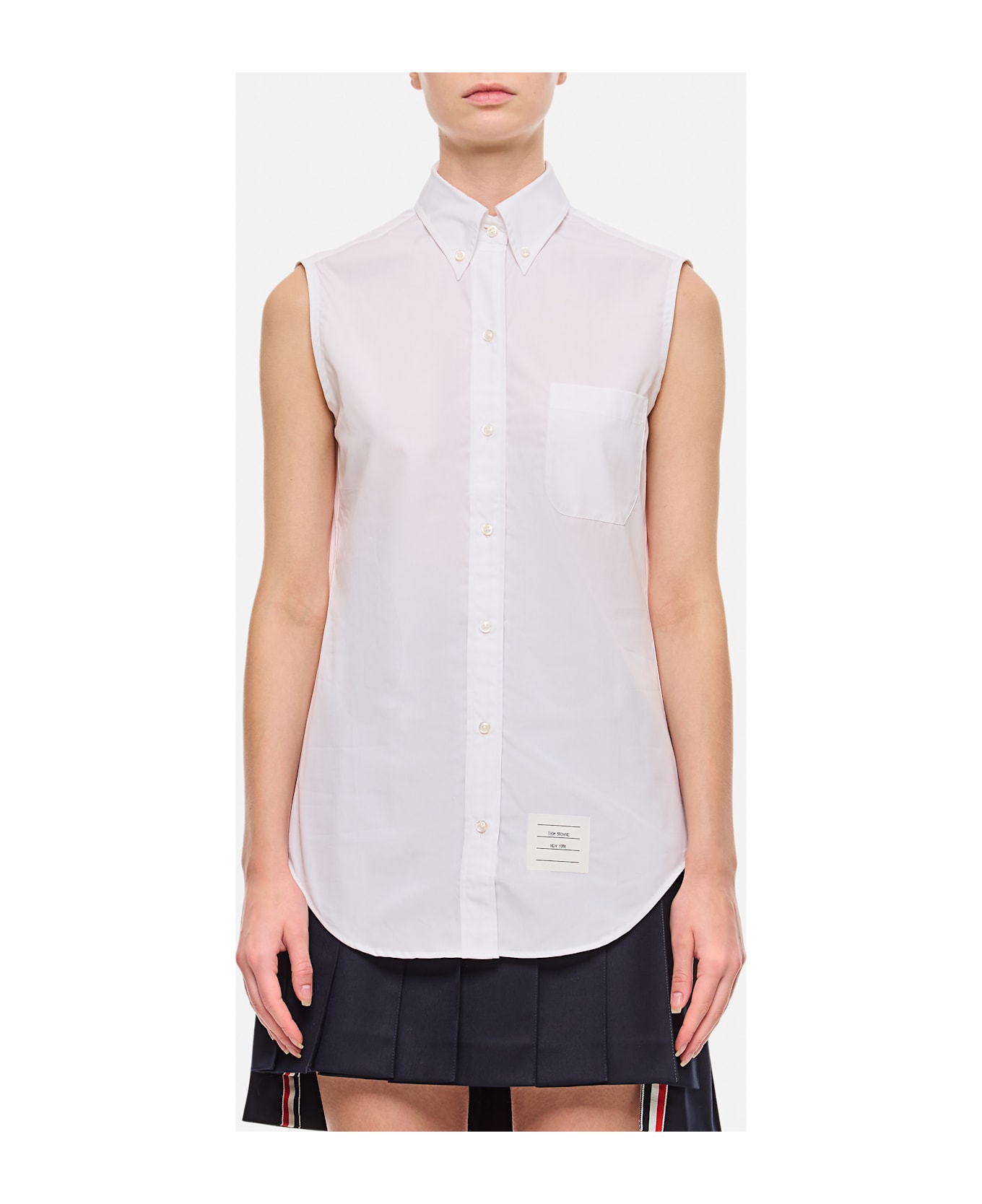 Thom Browne Classic Sleeveless Point Collar Shirt - White