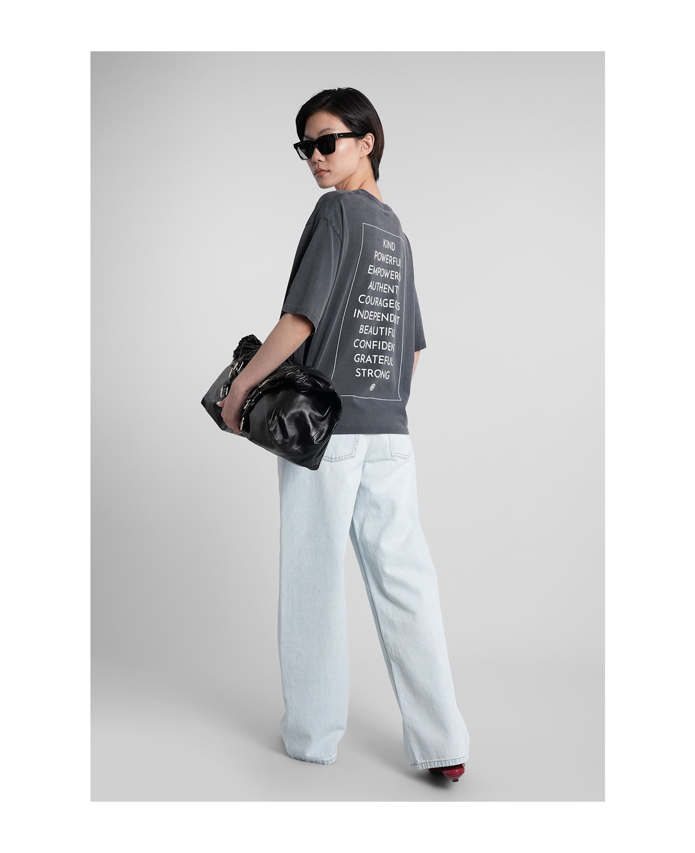 Anine Bing Rudy T-shirt In Black Cotton - black