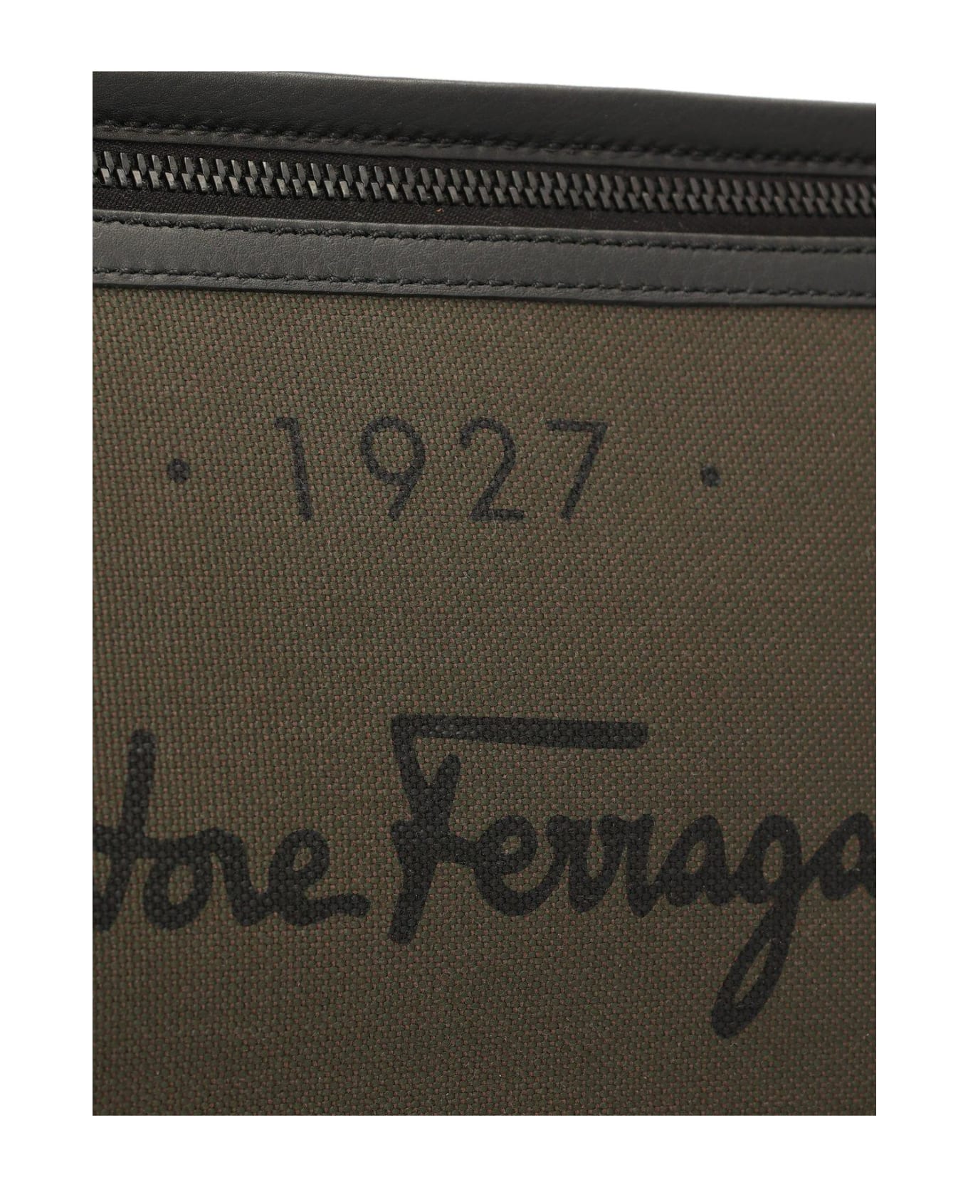 Ferragamo 1927 Logo Printed Toiletry Bag - Brown