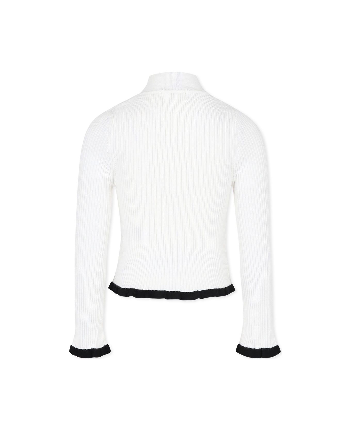 MSGM White Turtleneck For Girl With Logo - White