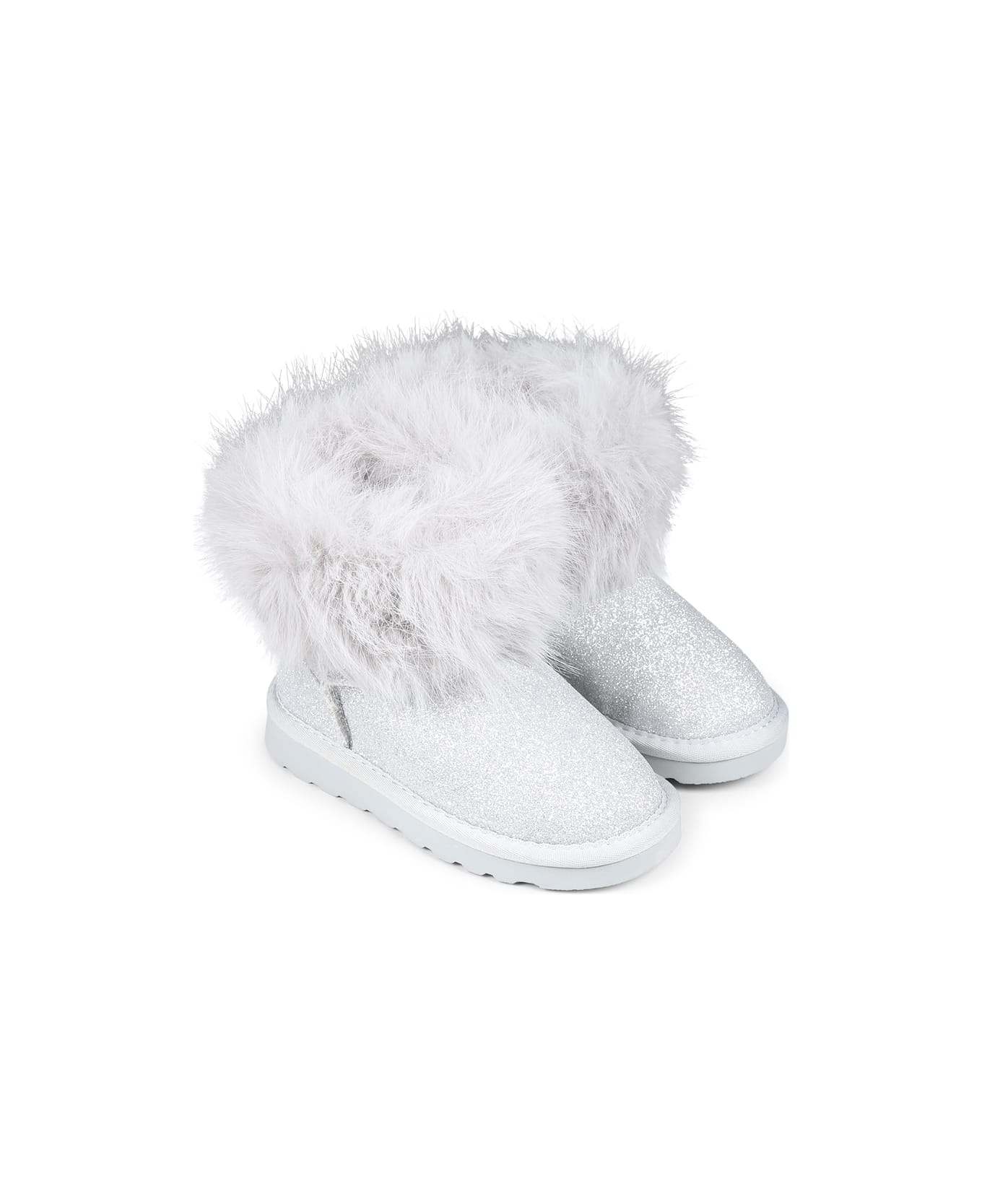 Monnalisa Silver Ankle Boots For Girl With Herat - Silver