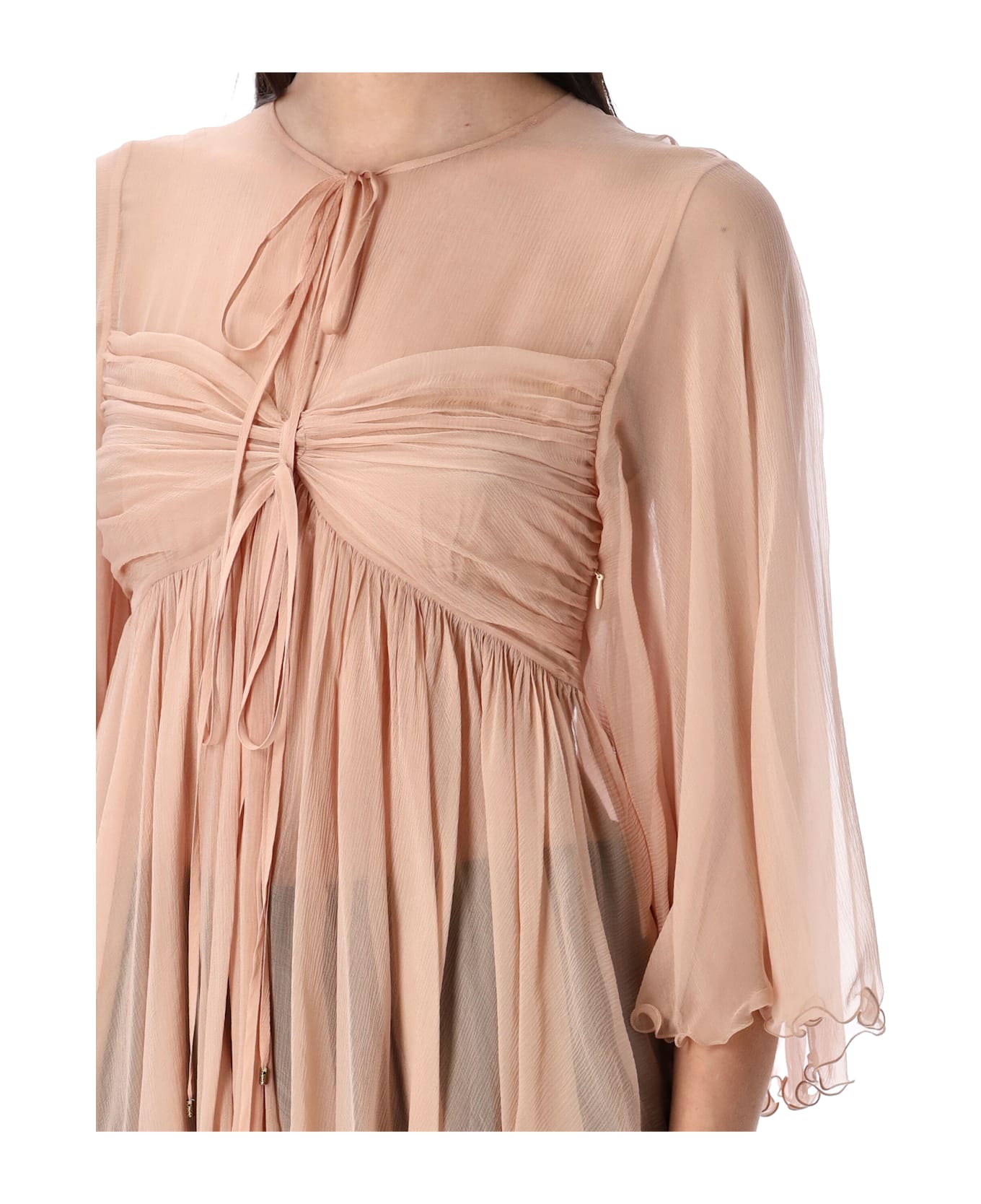Chloé Silk Pleated Top - Powder