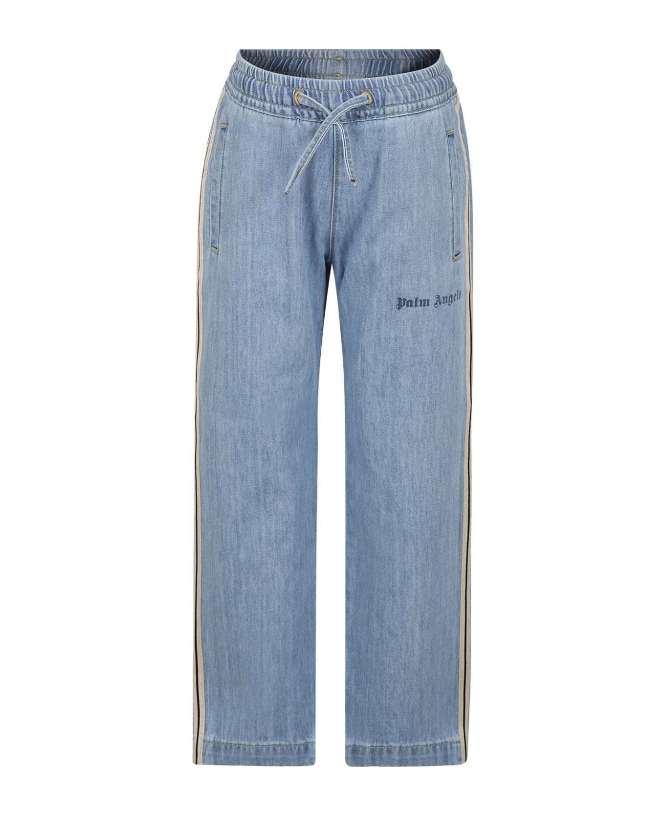 Palm Angels Jeans For Boy With Bands And Logo - Denim